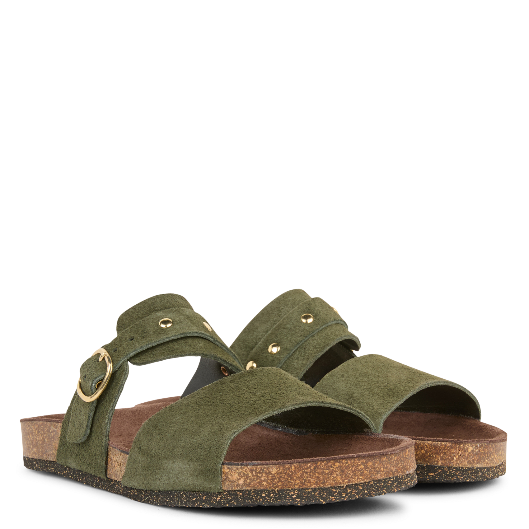 Flat soft leather sandals BOSABO Khaki
