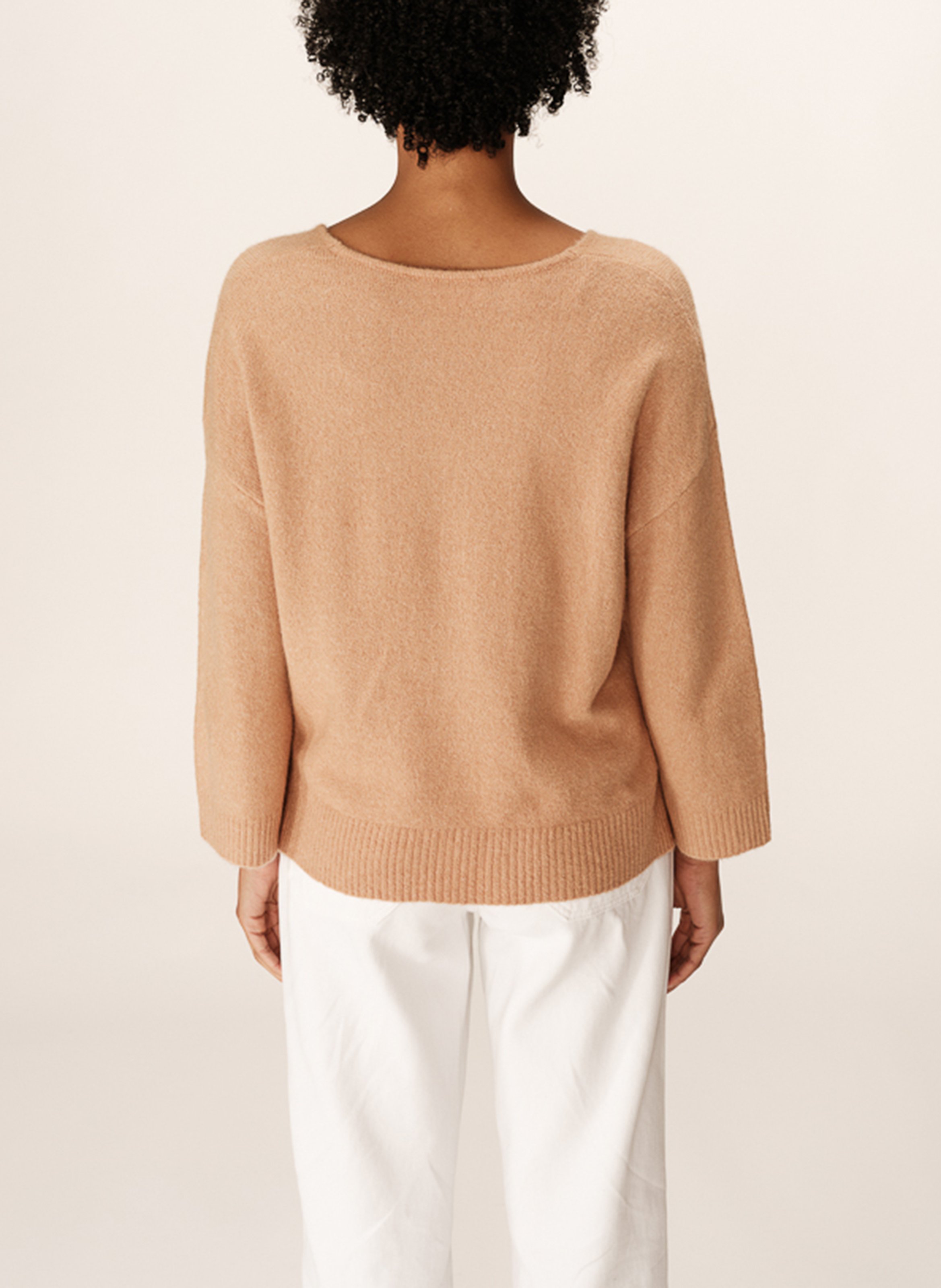 Long wool-blend knit cardigan GRACE ET MILA Brown