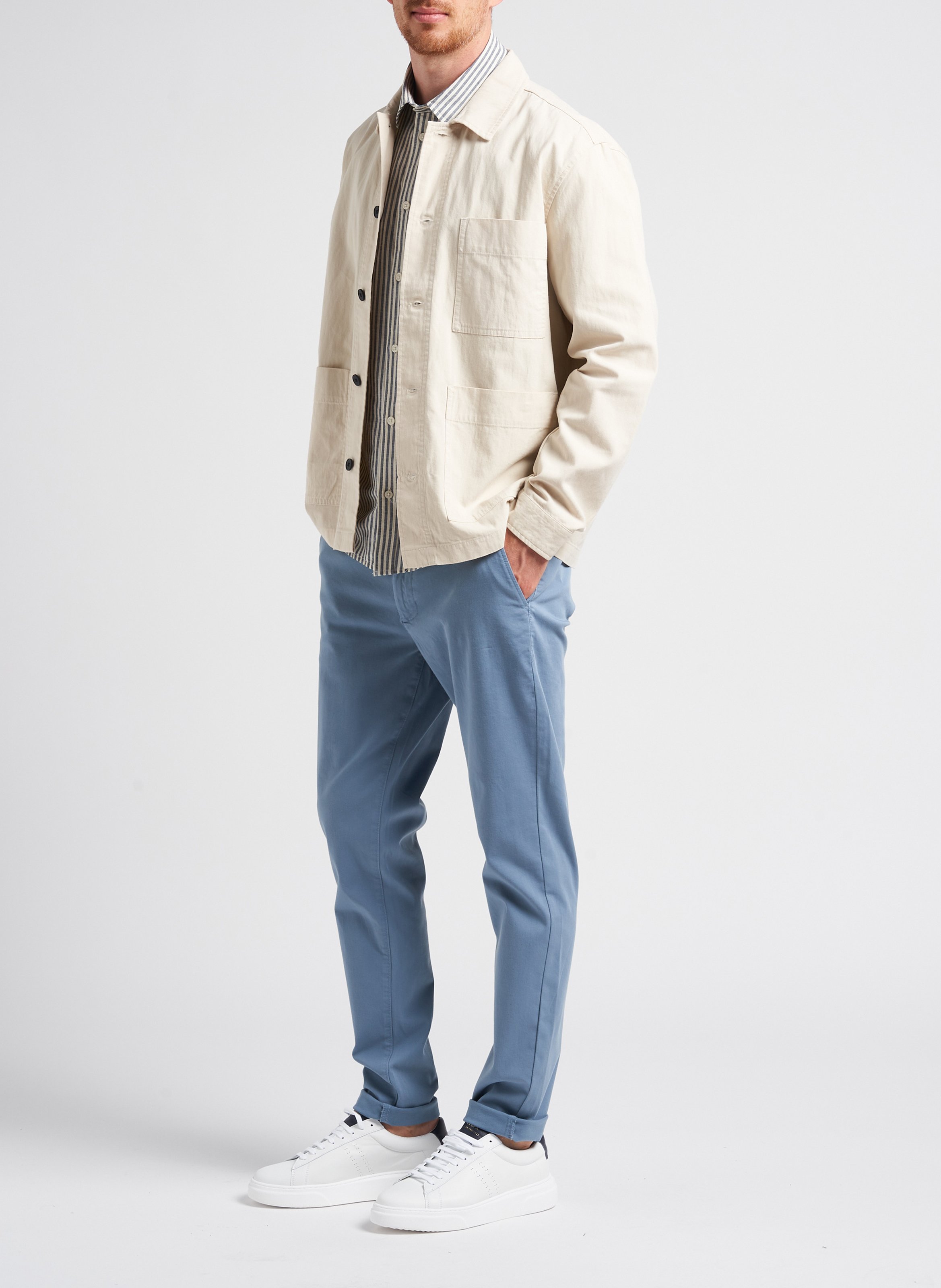 Straight-leg organic cotton-blend pants MINIMUM Blue