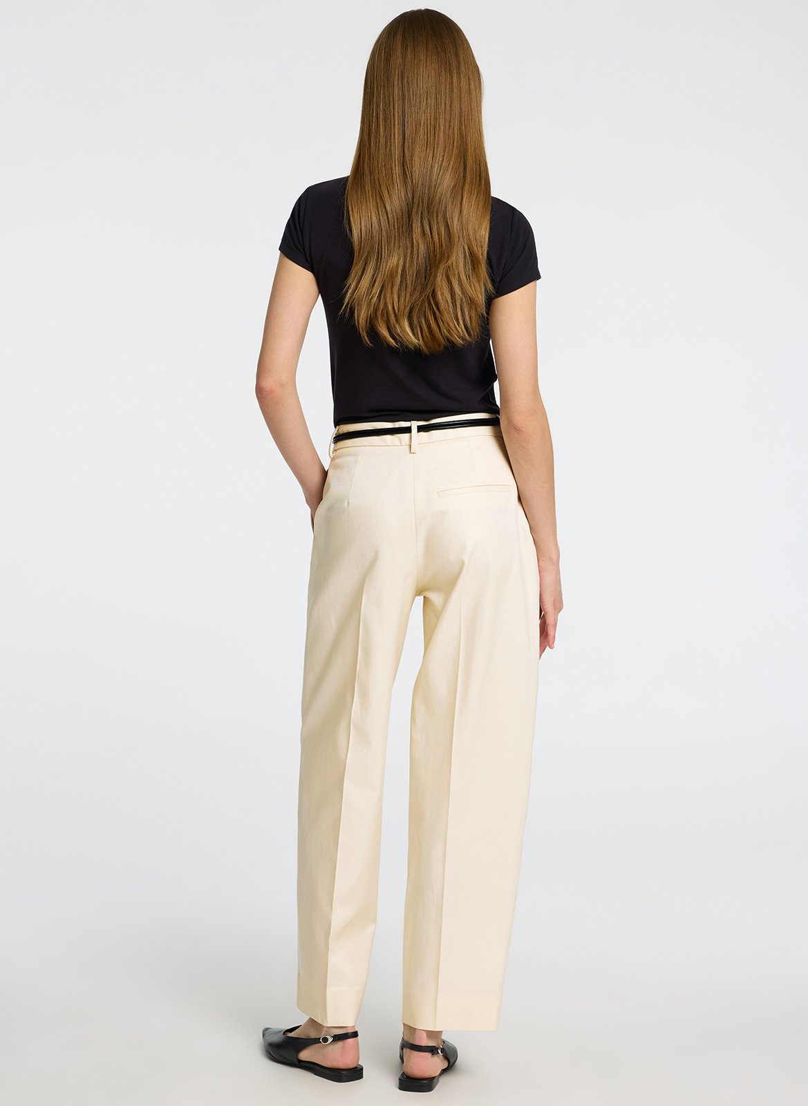 Pantalon large en coton bio mélangé SELECTED Beige