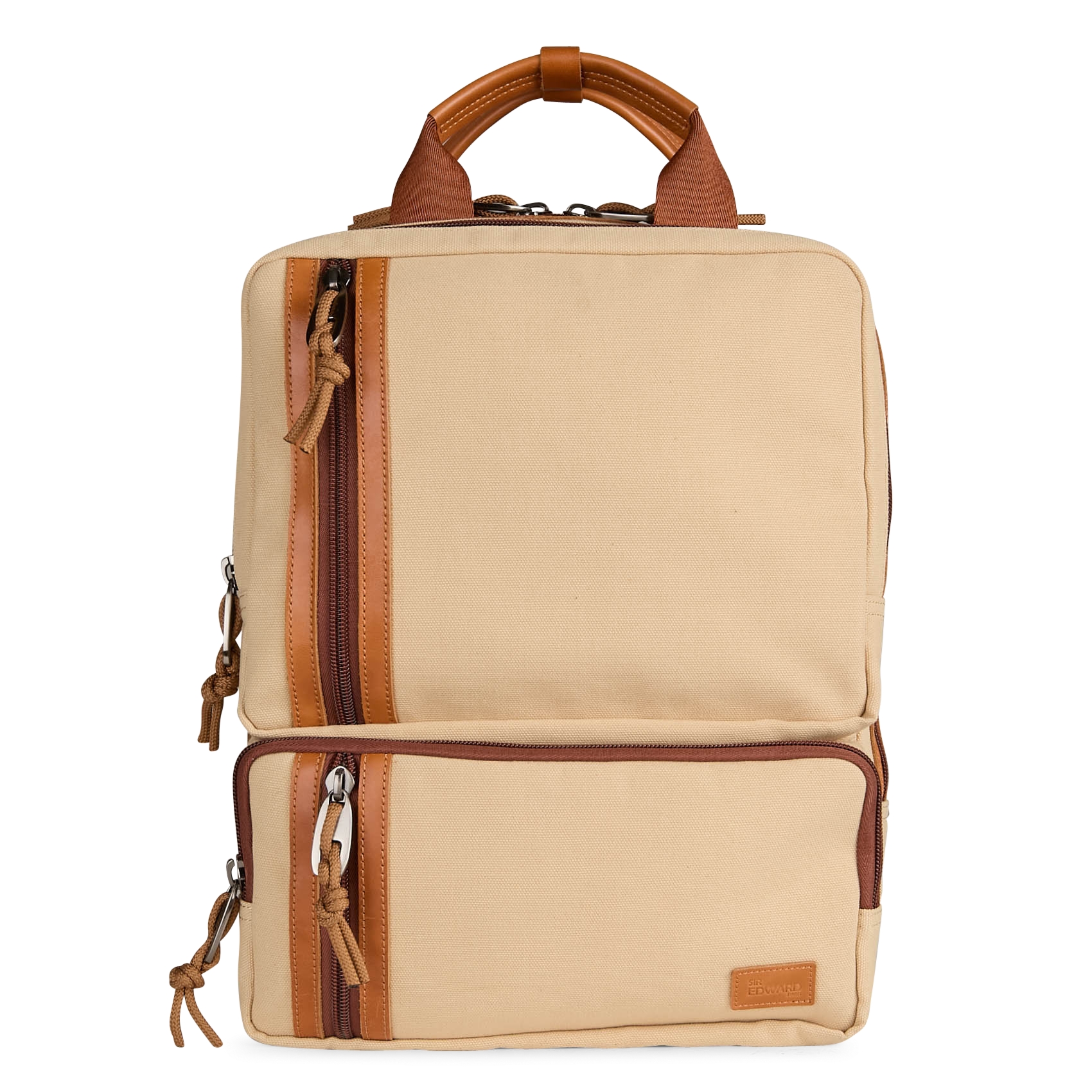 Multi-pocket leather blend backpack SIR EDWARD