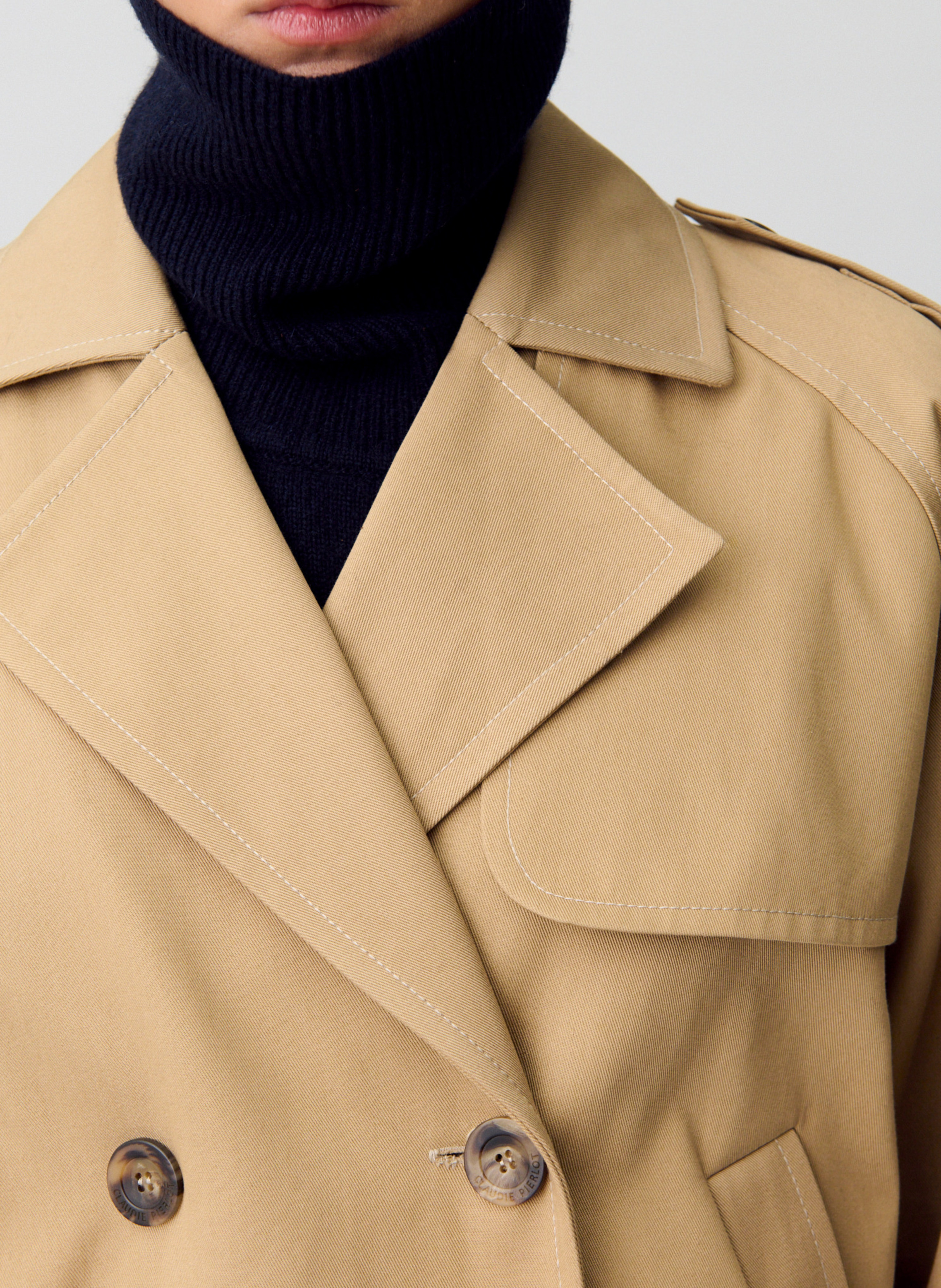 Trench court en coton CLAUDIE PIERLOT Beige