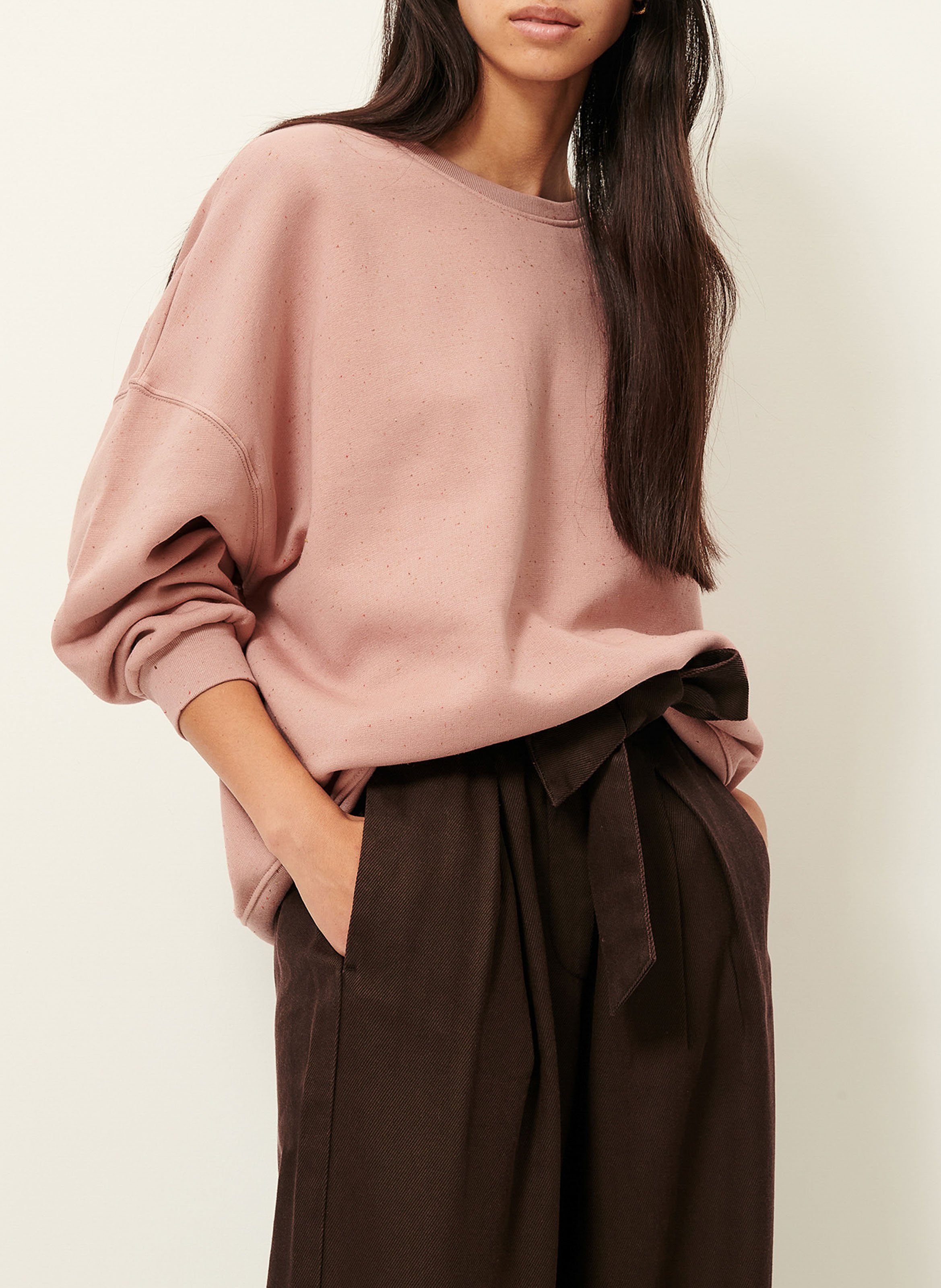 Loose-fit round-neck flecked organic cotton-blend sweater SESSUN