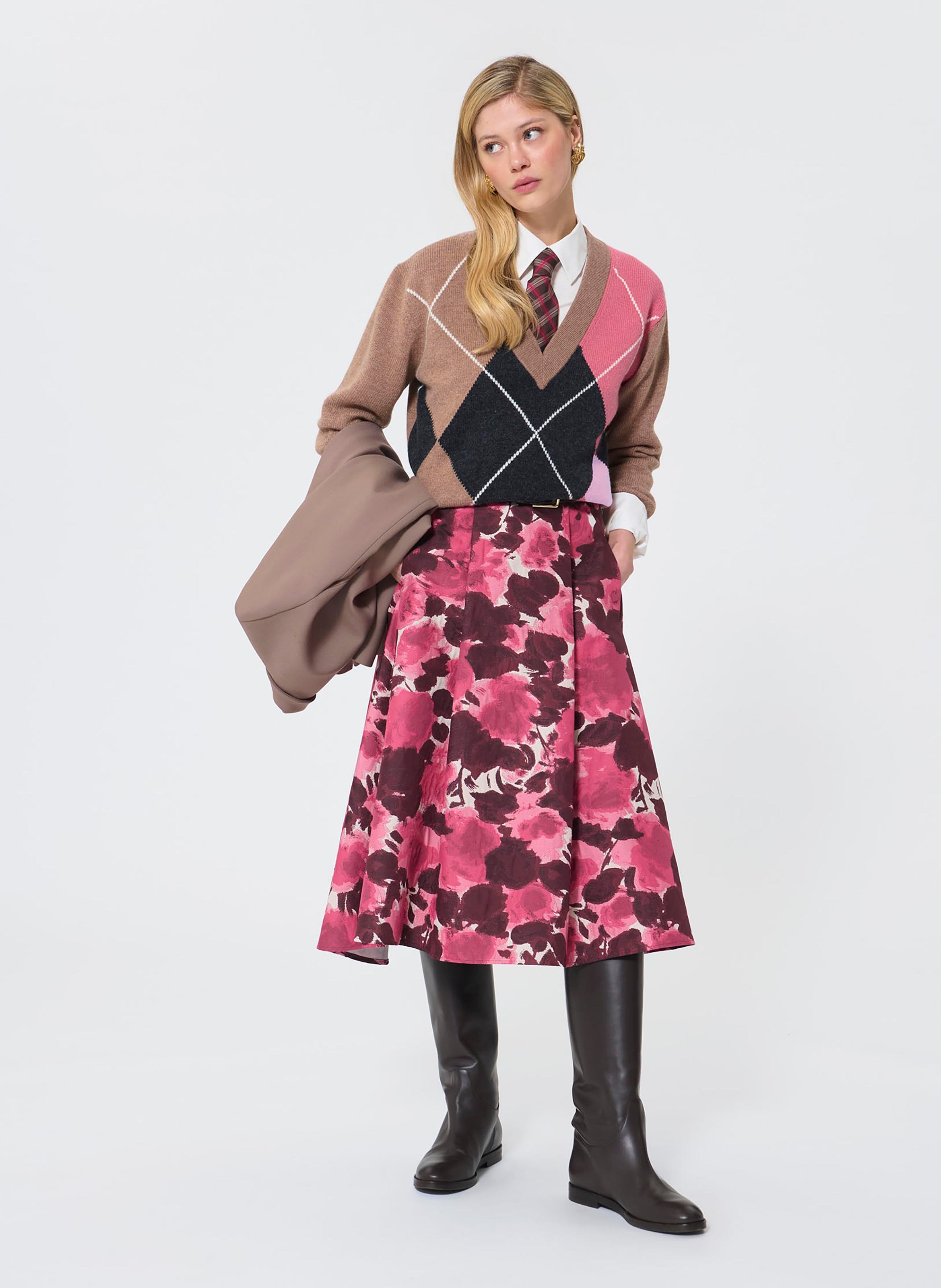 Pull col V en laine mélangée TARA JARMON Beige