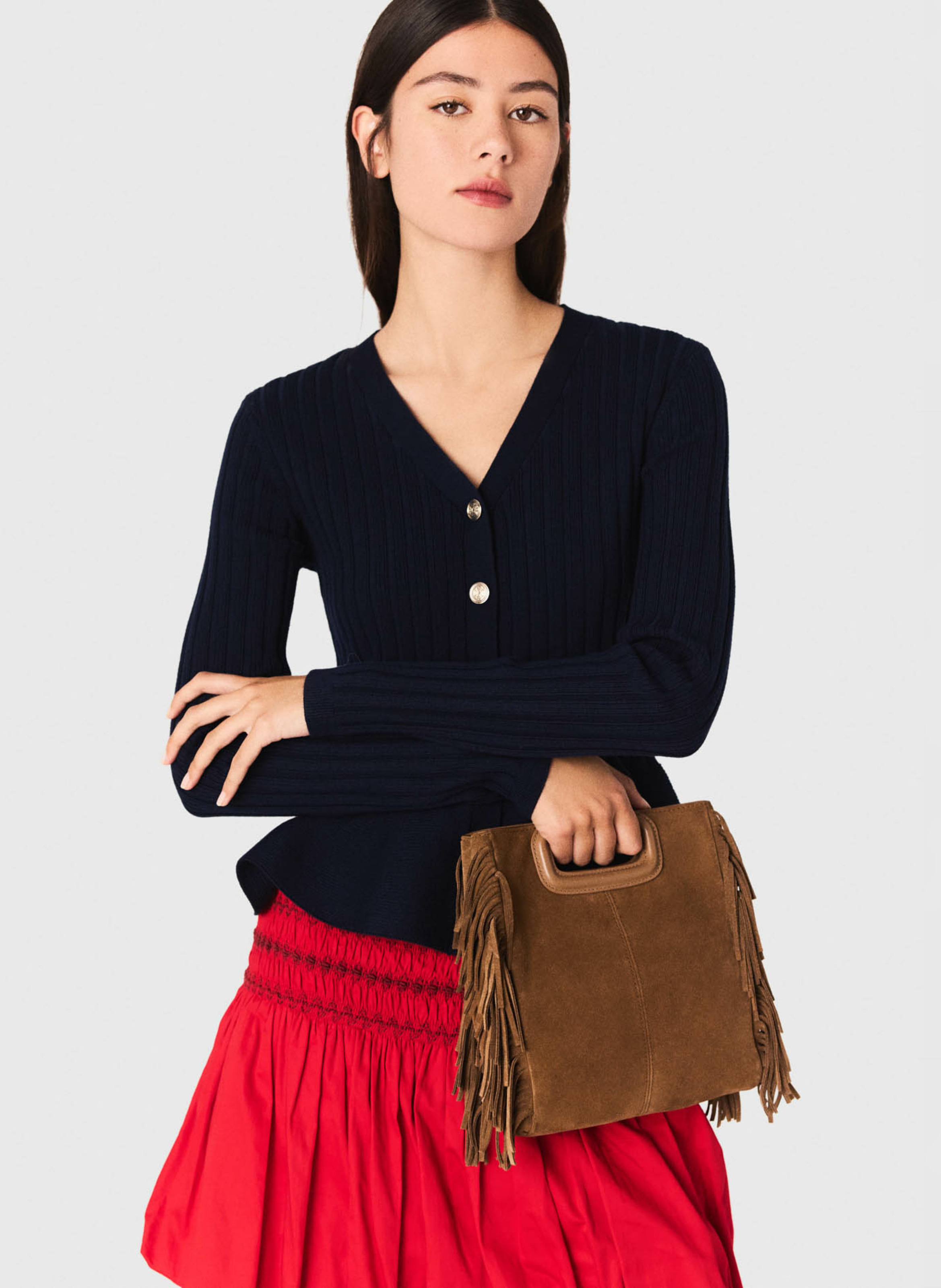 Fitted solid button-up cardigan MAJE Blue