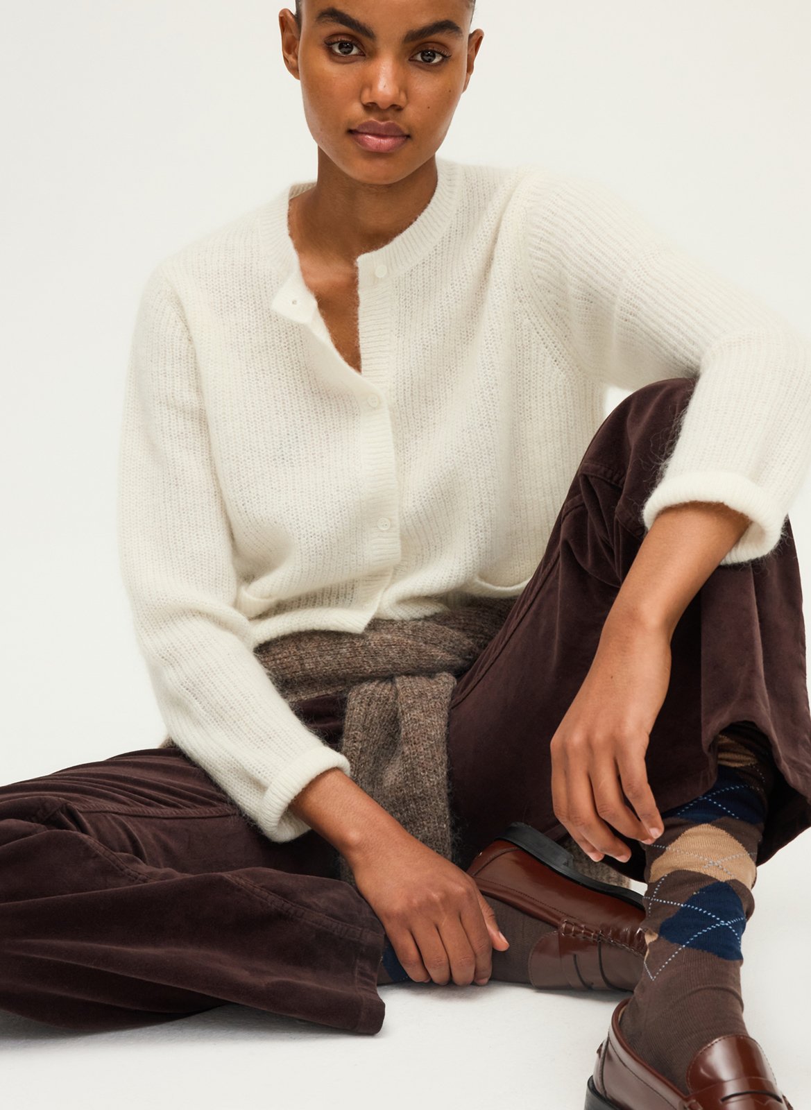 Straight knitted cardigan PABLO Beige