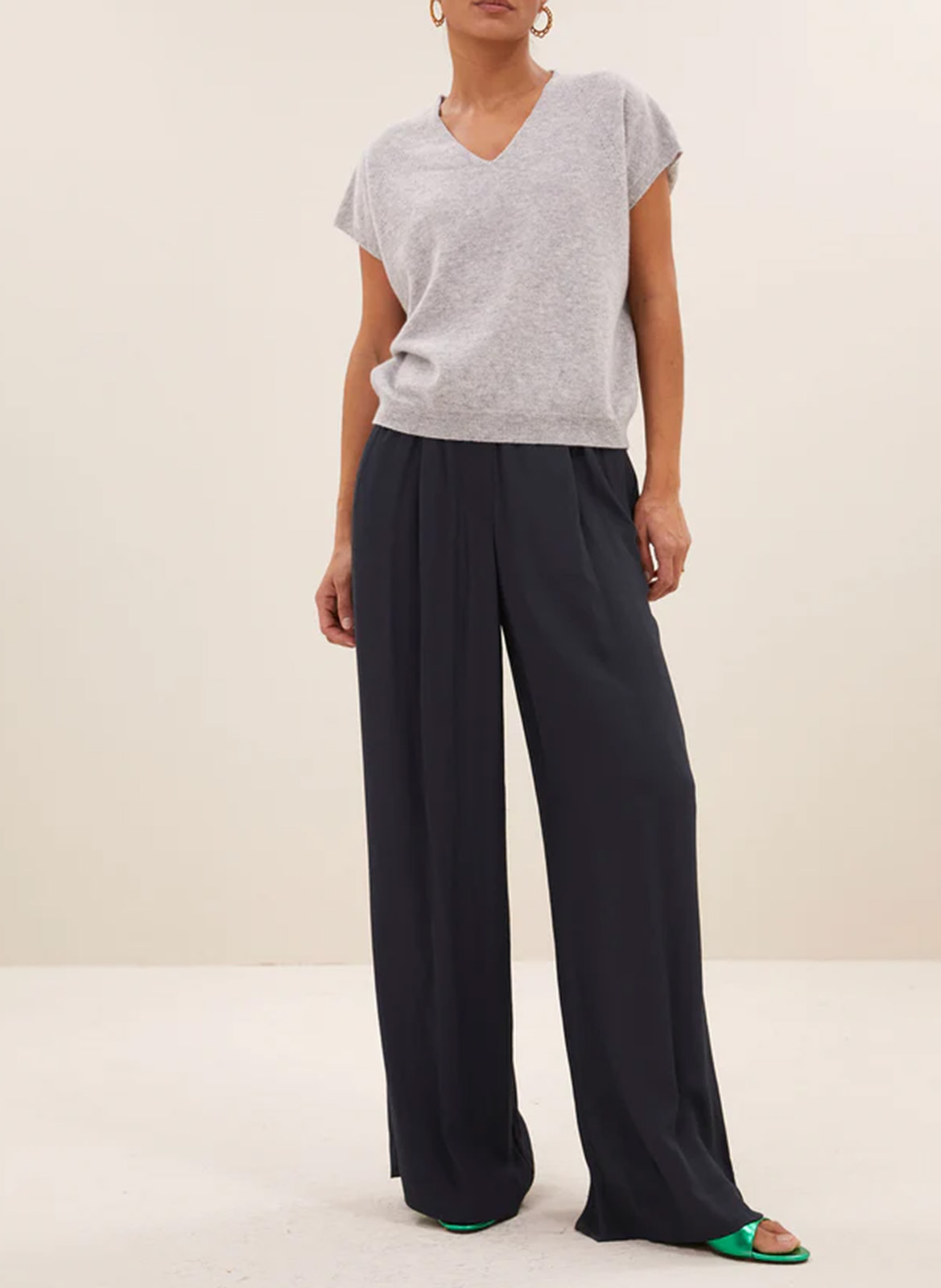 Gestreepte wollen trui BY BAR Grijs