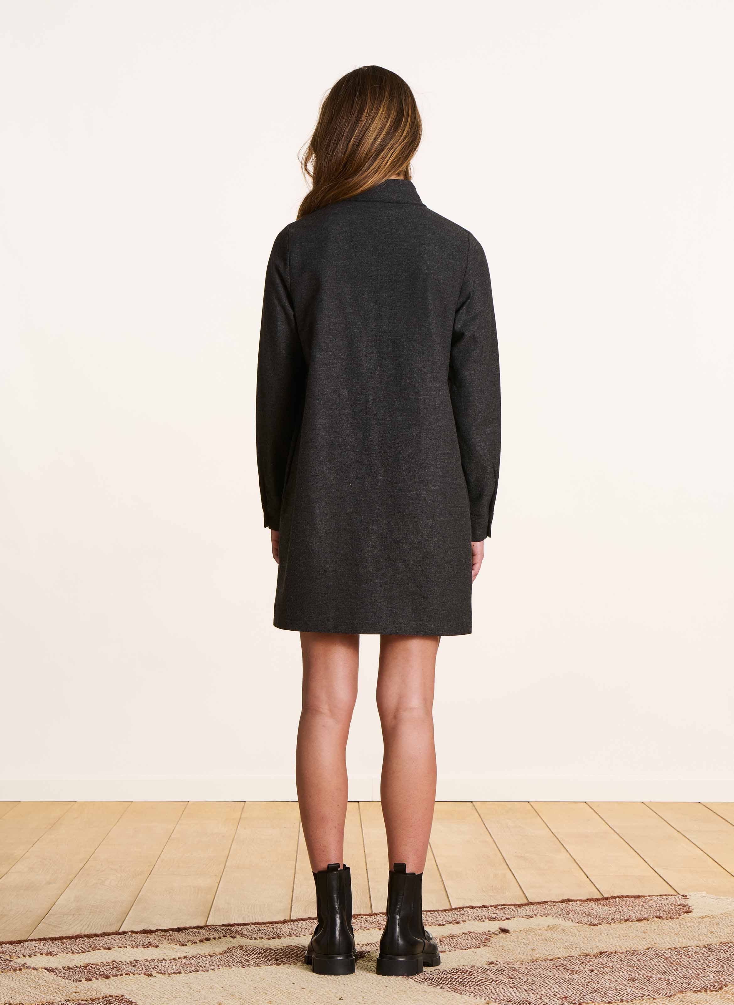 Robe courte en coton recyclé mélangé LA FEE MARABOUTEE Gris