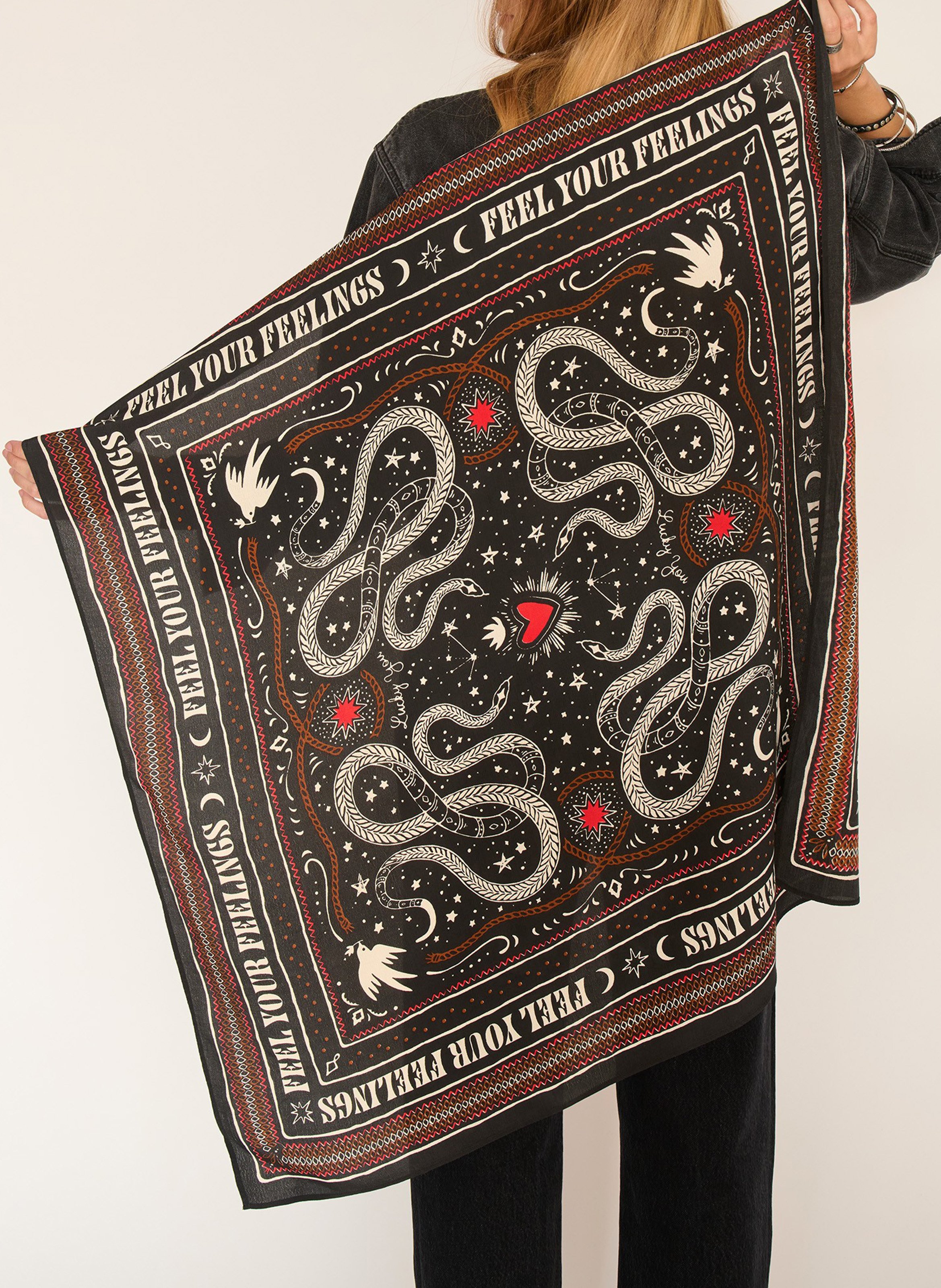 Echarpe imprimée MKT Noir