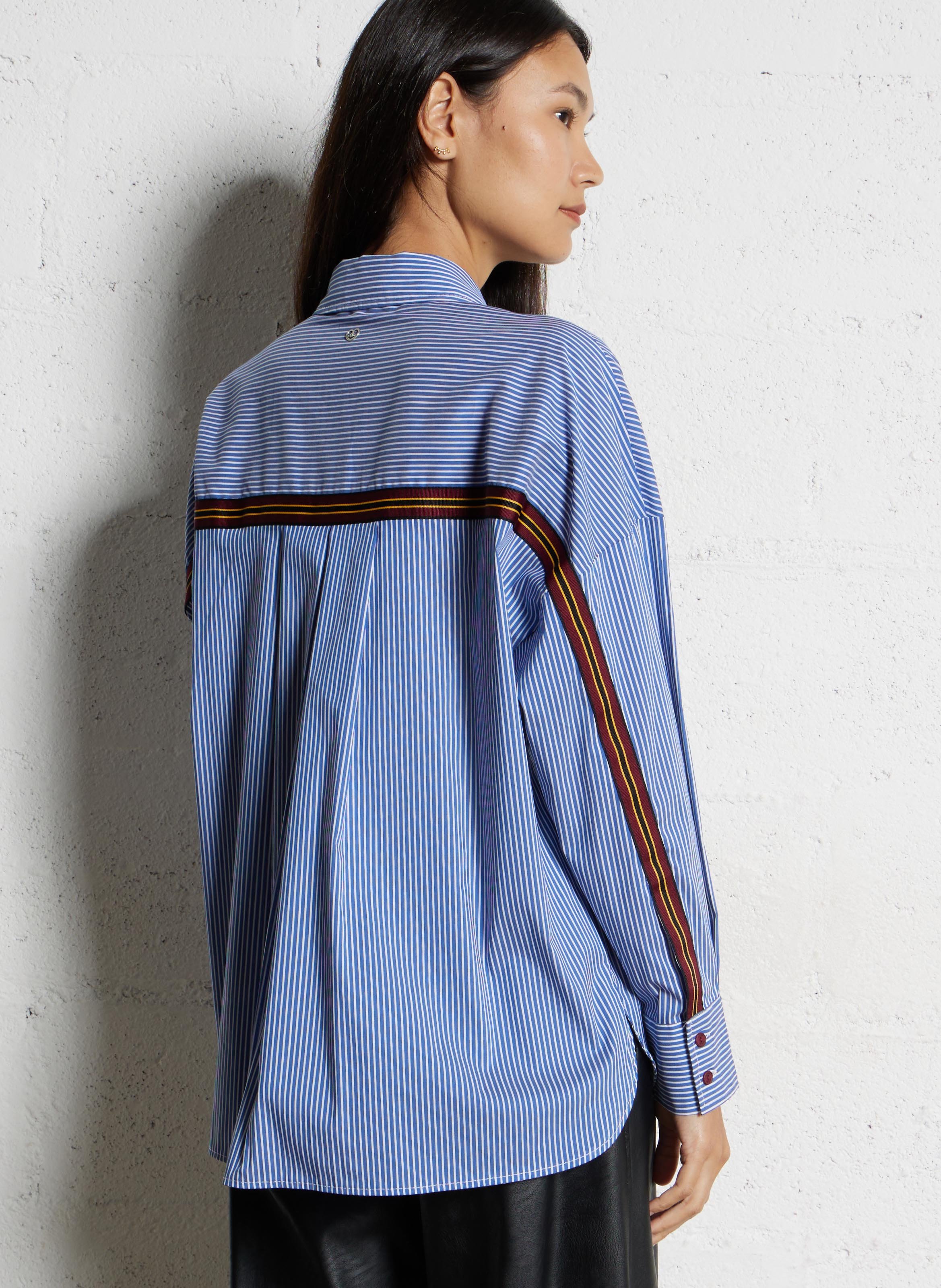 Chemise oversize col classique en coton mélangé PLEASE Bleu