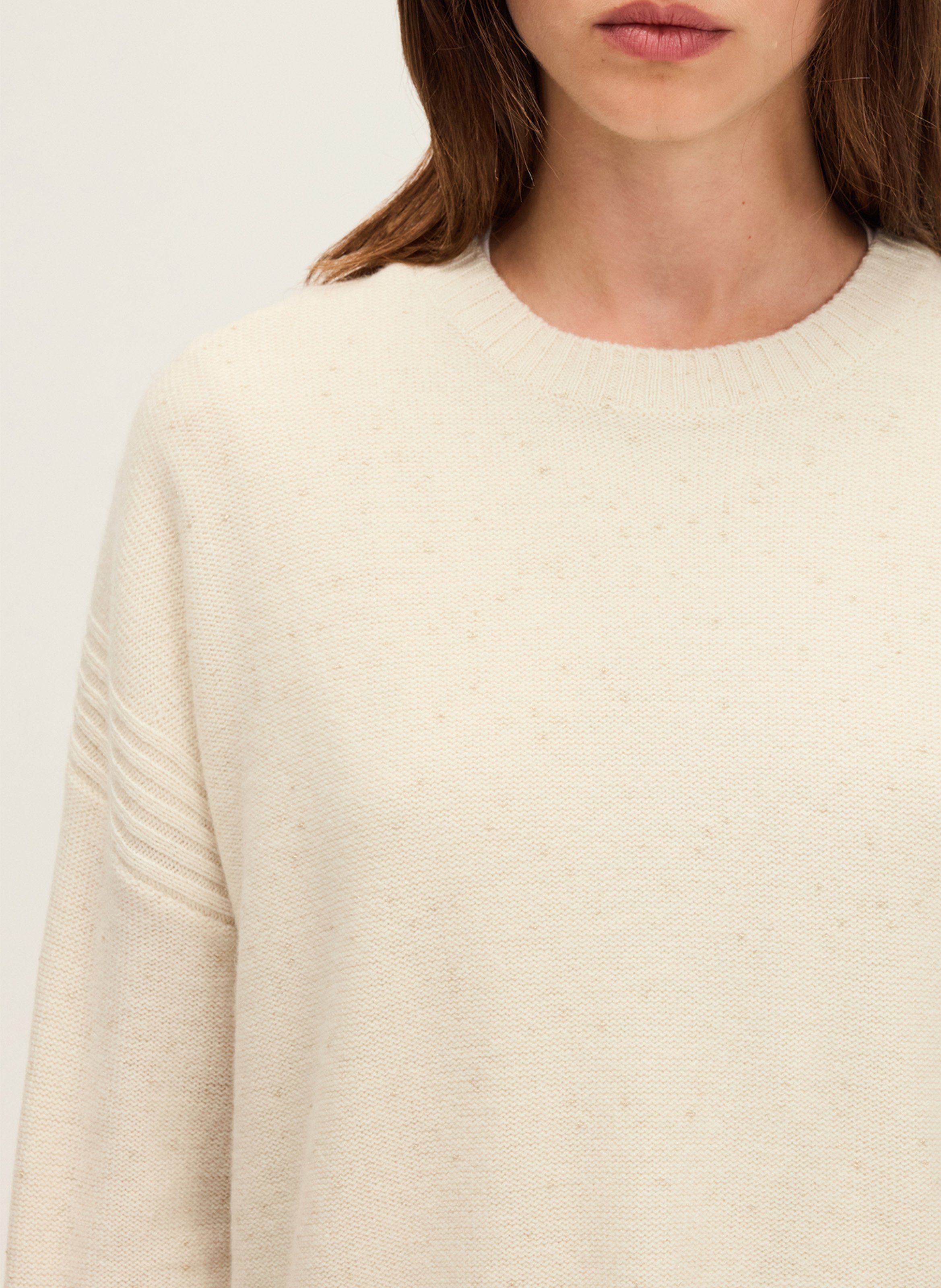 Round-neck wool- and cashmere-blend sweater PABLO Beige