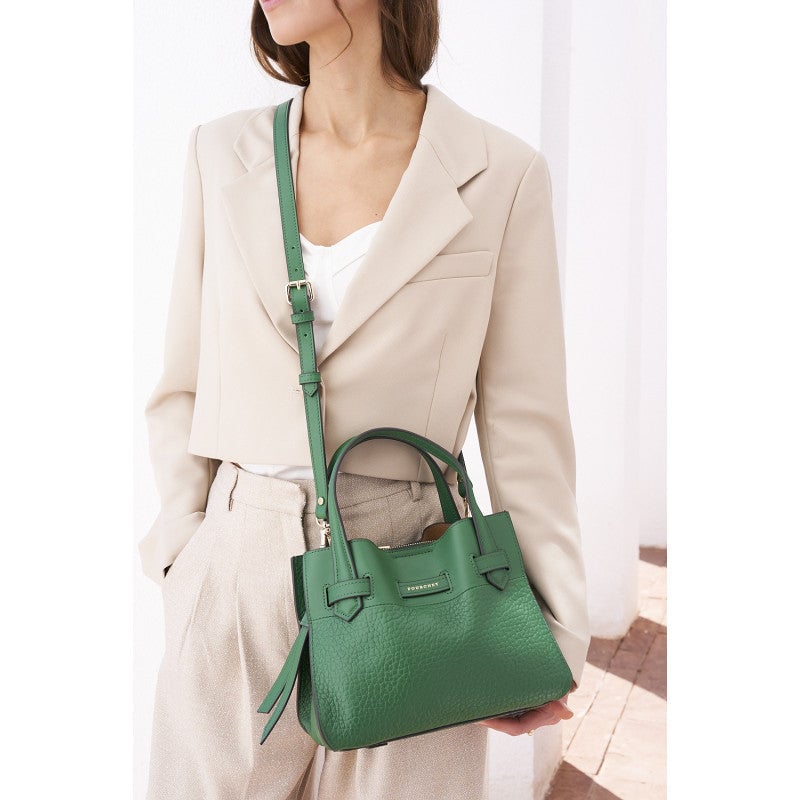 Handbag - cowhide leather POURCHET Green