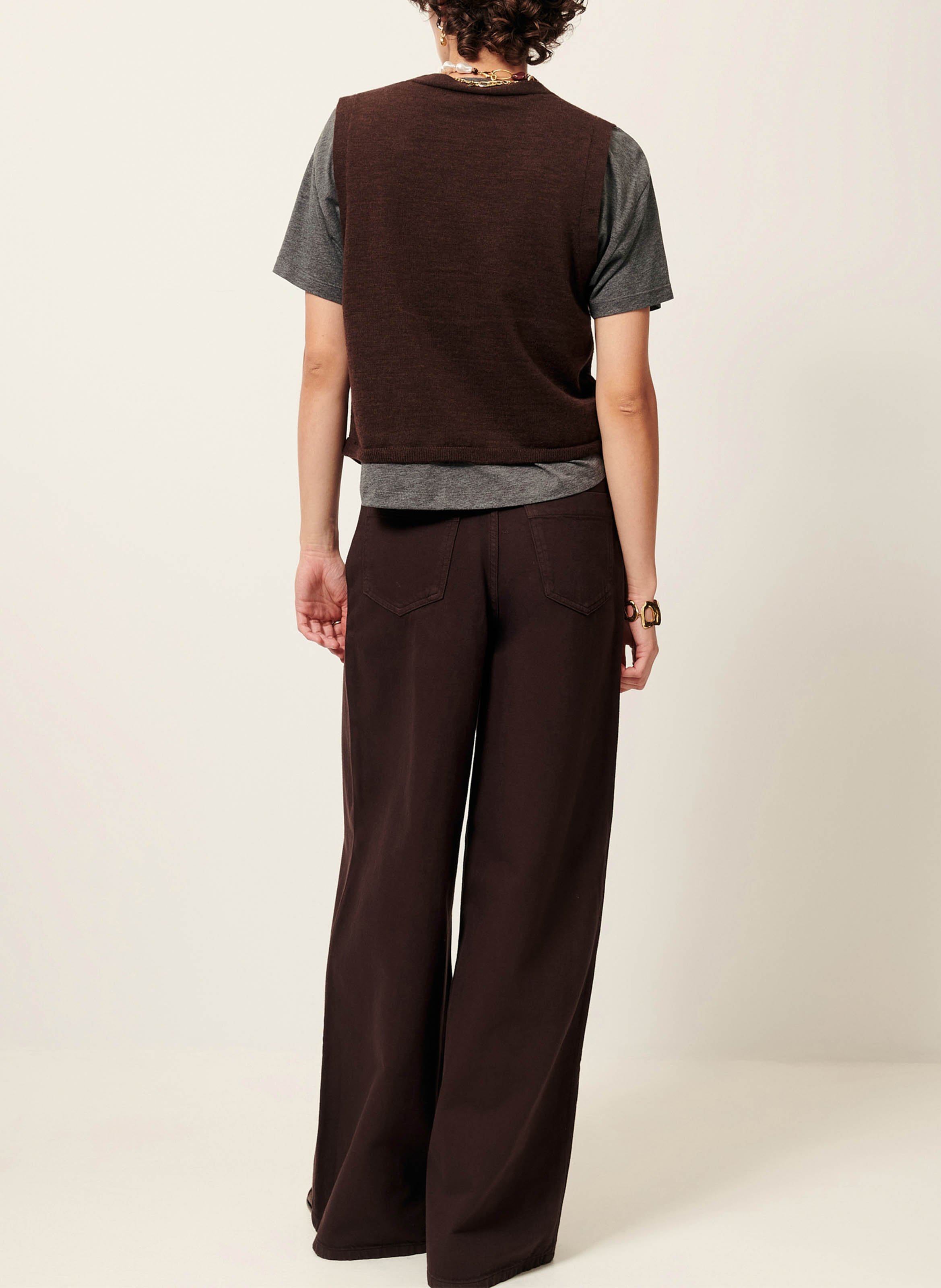 High-rise wide-leg cotton jeans SESSUN Brown