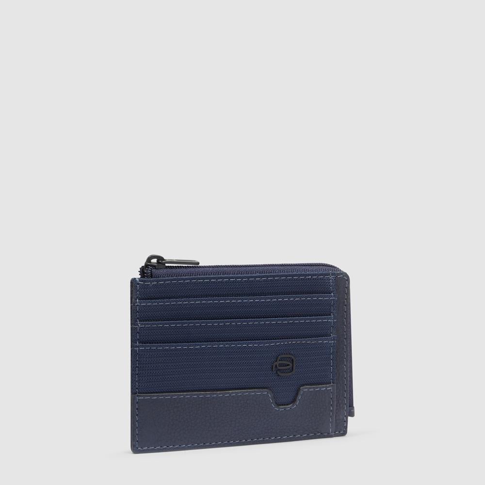 Zippered wallet with credit card slots, document holder, and RFID protection PIQUADRO Blue
