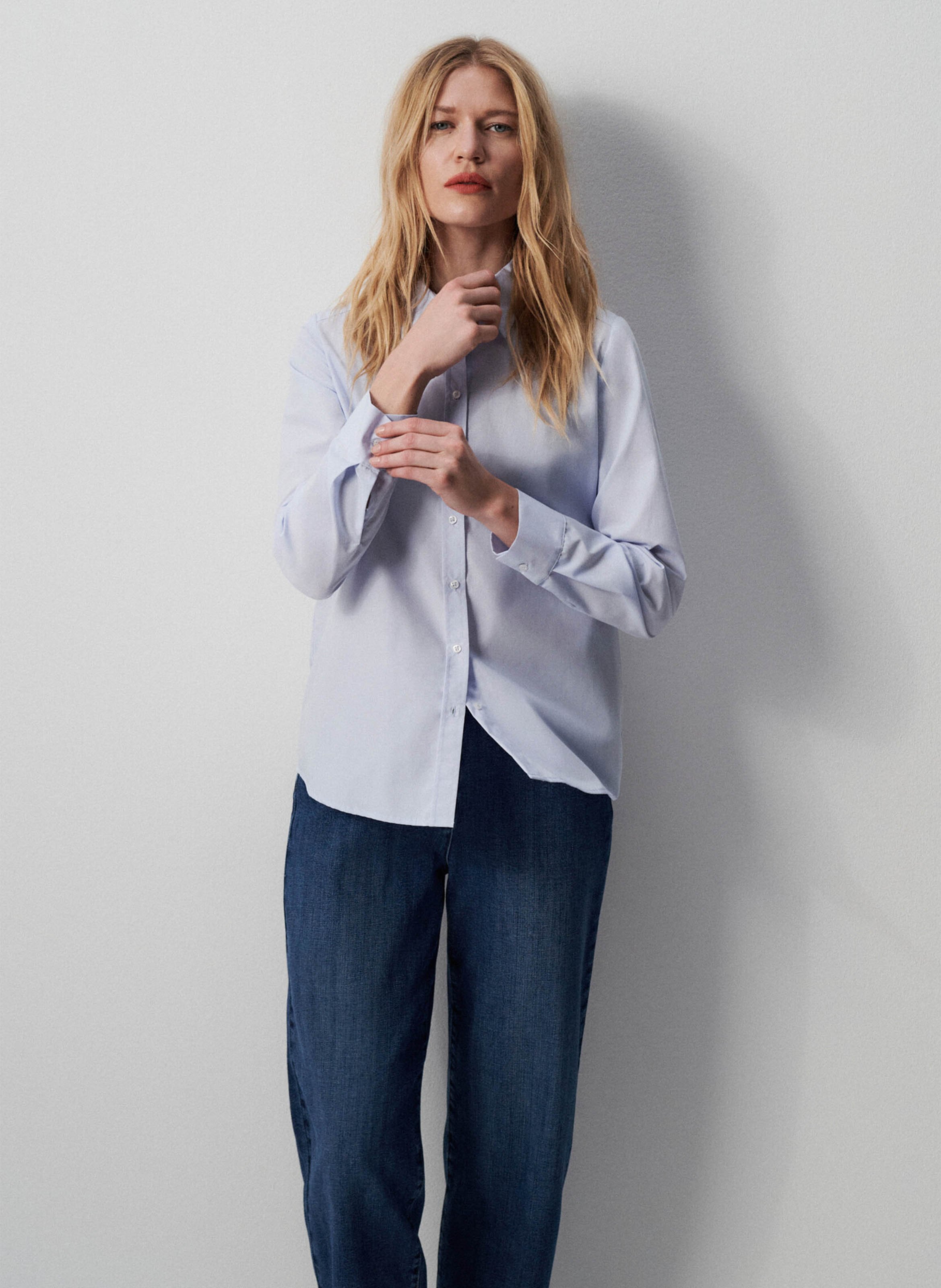 Fitted cotton shirt with classic collar CAROLL
