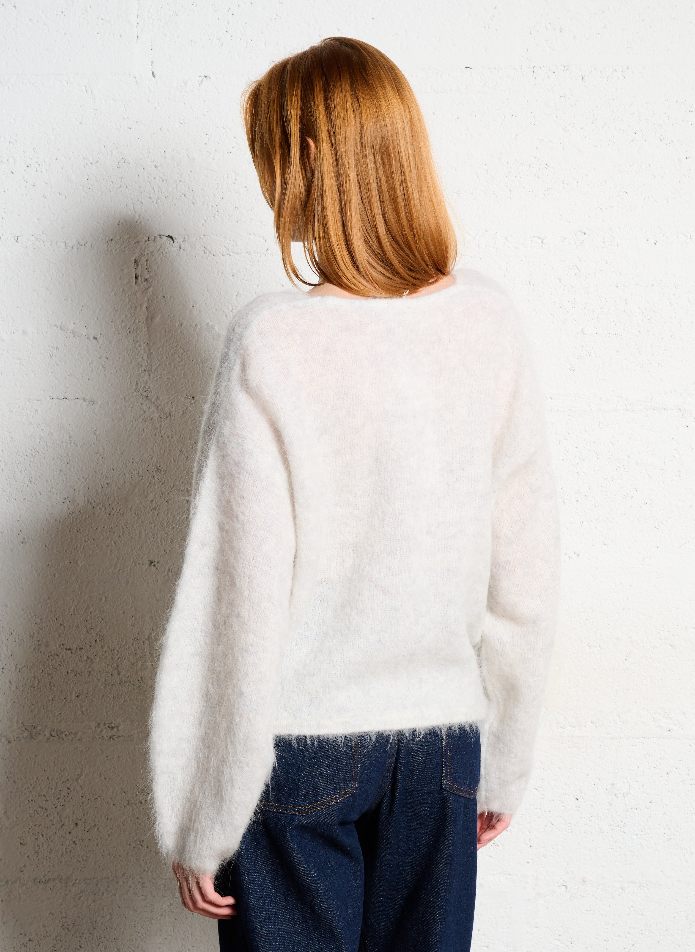 Pull droit col V en laine mélangée AMERICAN VINTAGE Gris