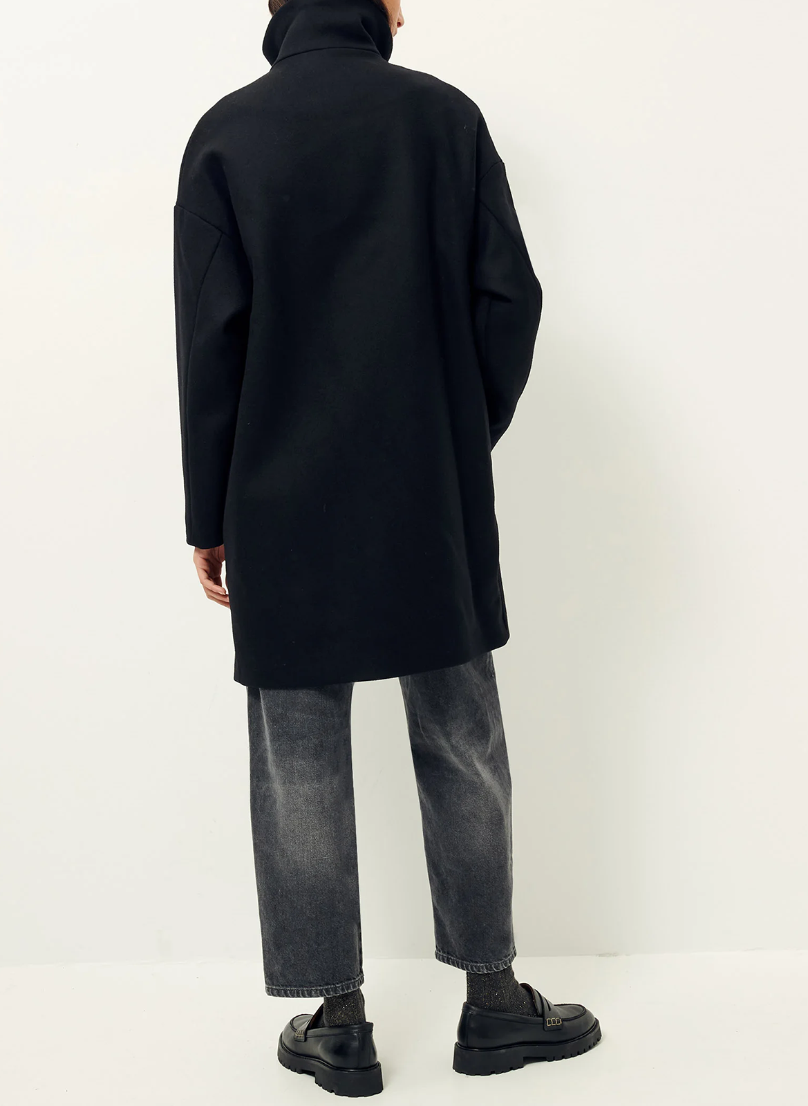 Manteau col montant en laine mélangée SESSUN Noir