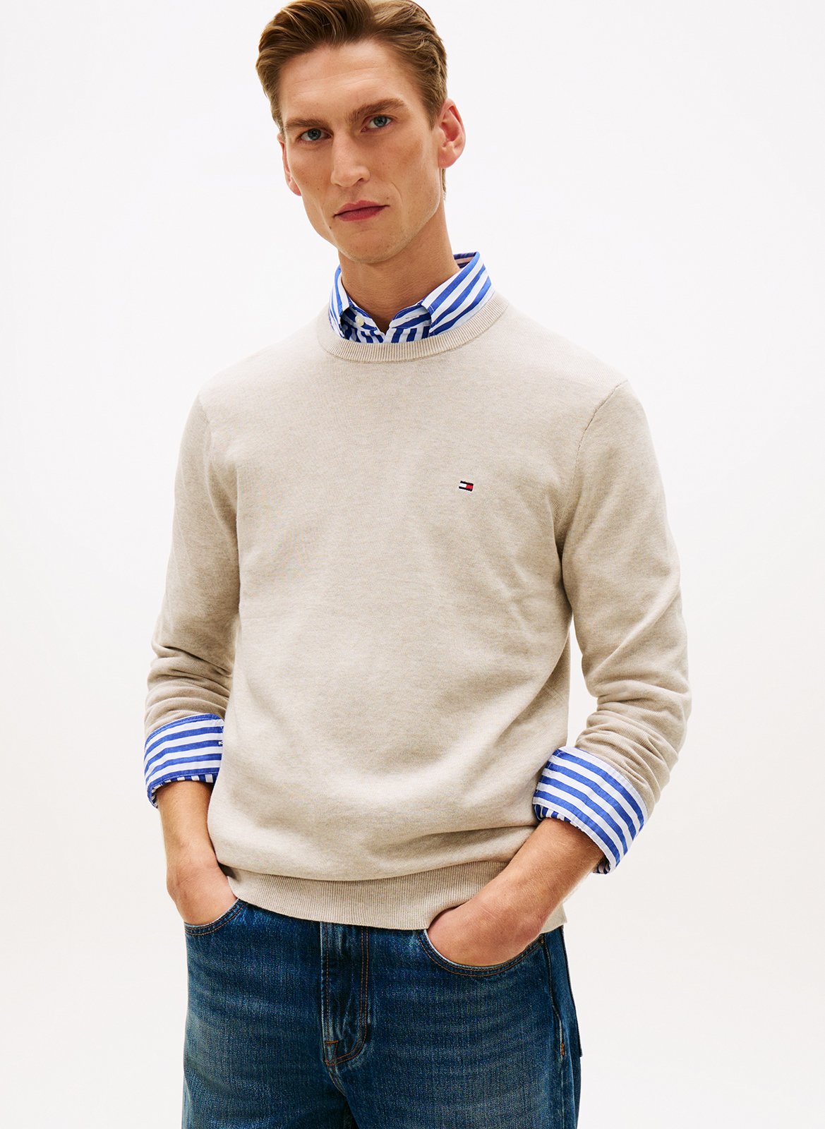 Colour block cotton sweater TOMMY HILFIGER Khaki
