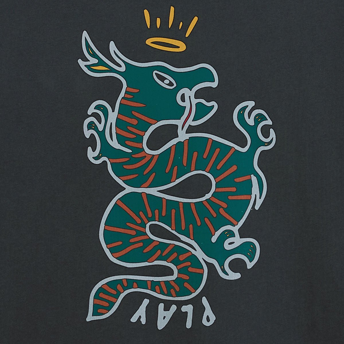 Round neck printed cotton t-shirt with dragon back SERGE BLANCO Grey