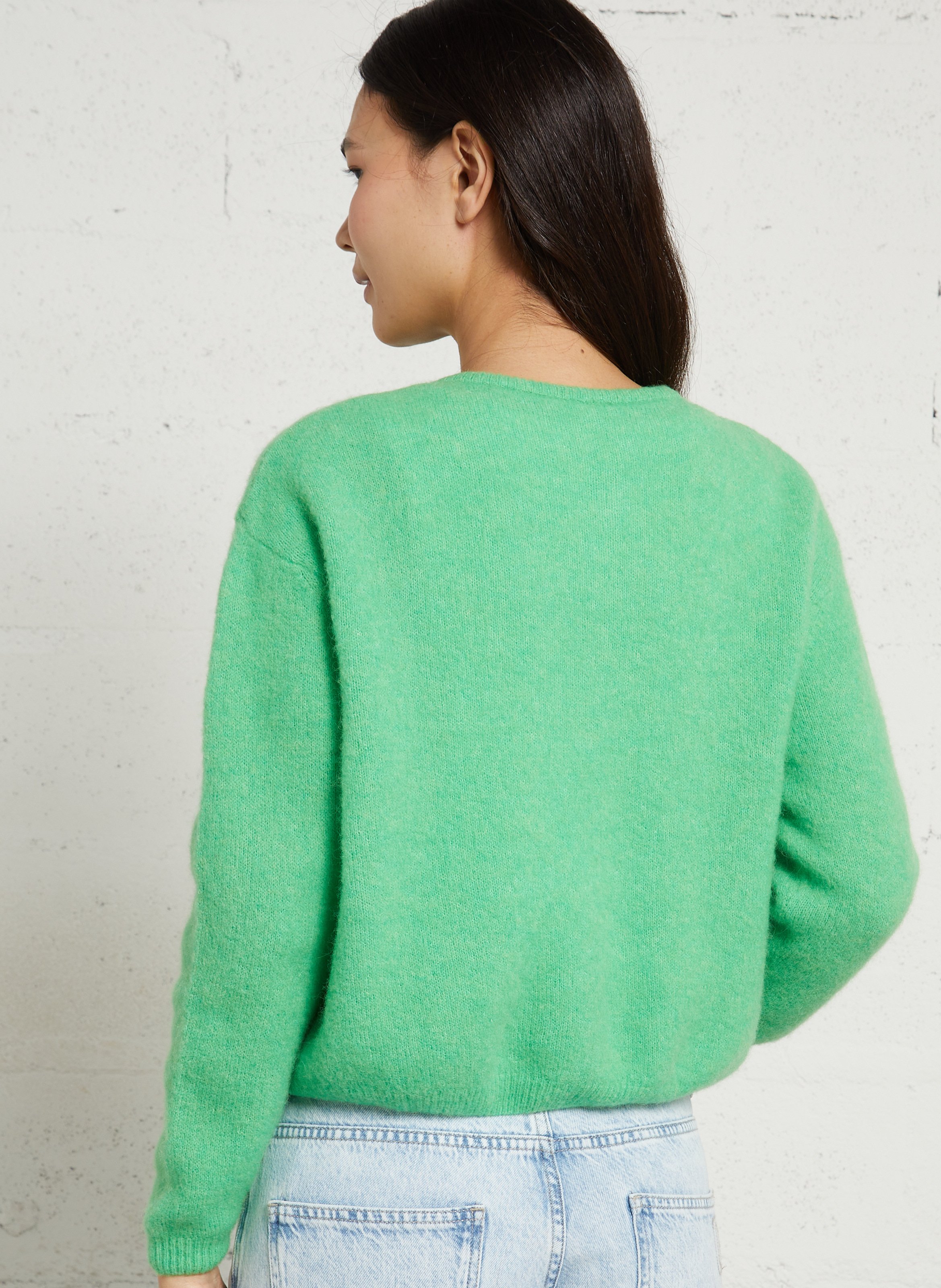 Gilet ample col rond en laine mélangée AMERICAN VINTAGE Vert