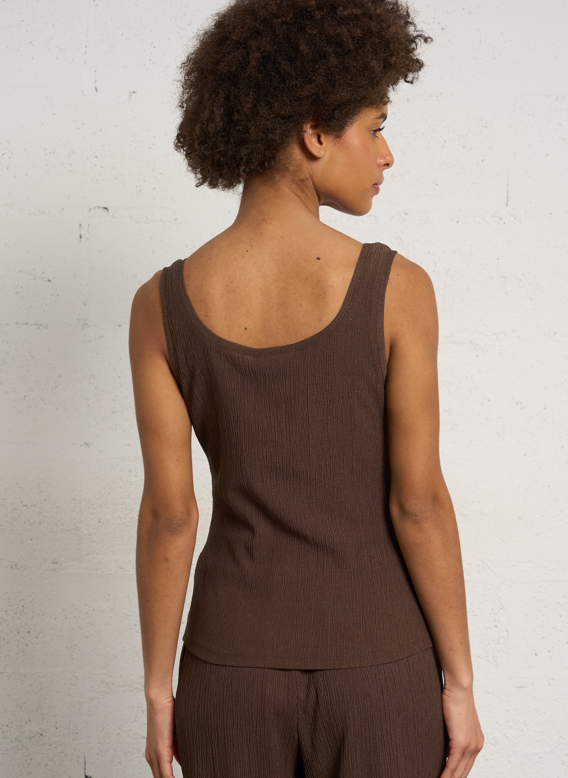 Top droit col rond LA PETITE ETOILE Marron