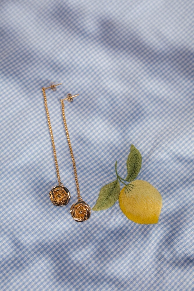 Dangling earrings with gold-plated floral design MONSIEUR SIMONE Golden