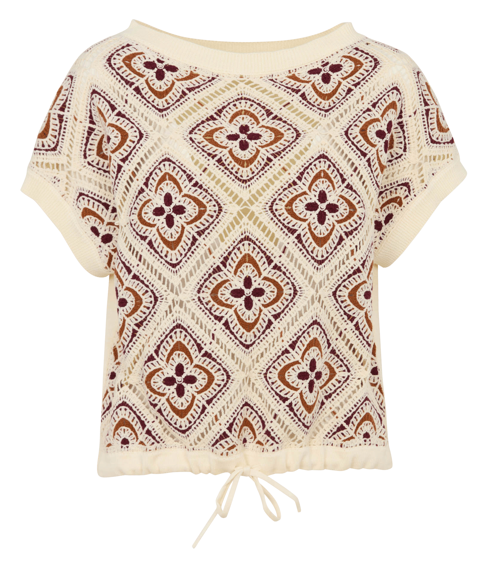 Top col rond en coton bio mélangé LA FEE MARABOUTEE Marron