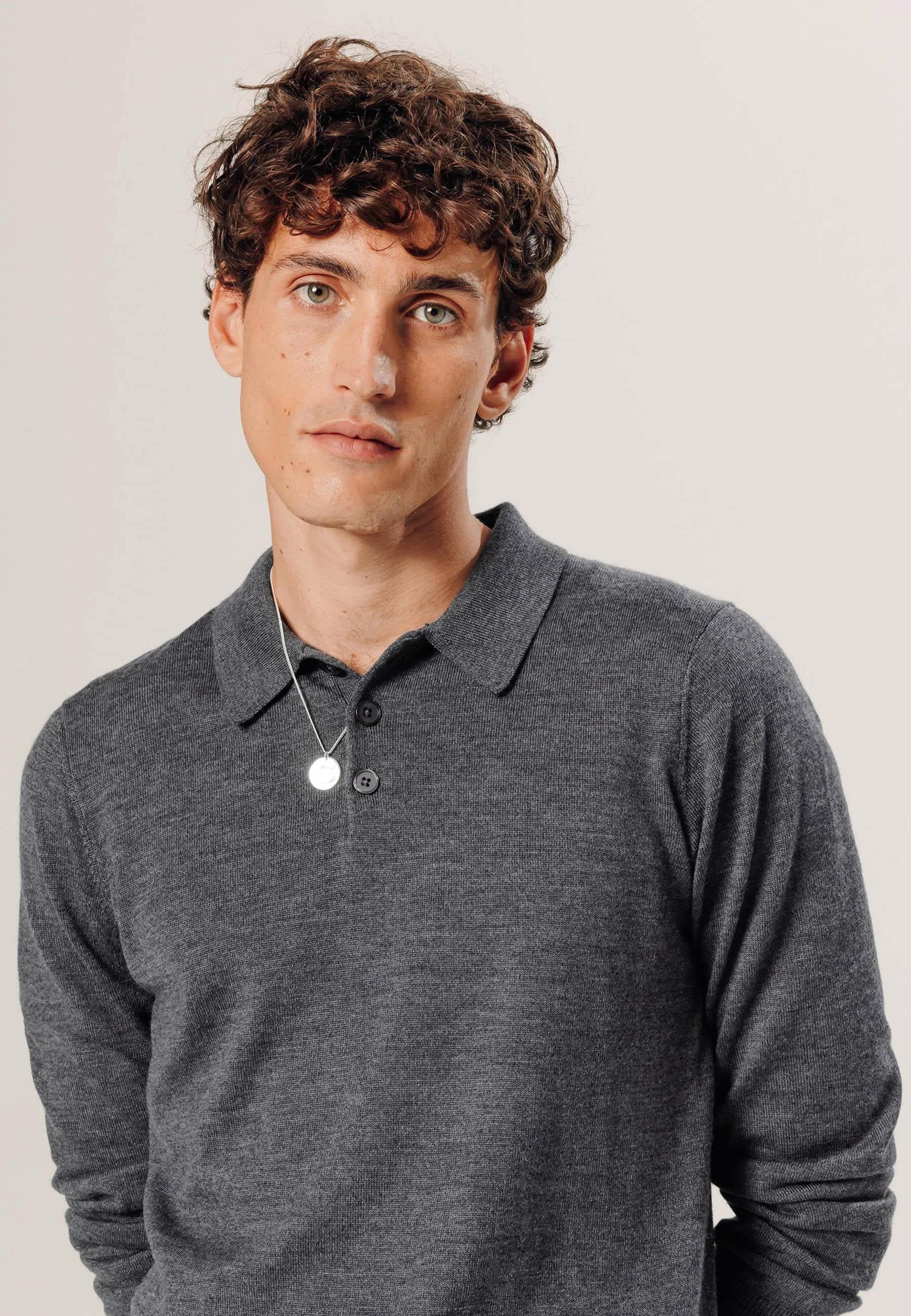 Polo en laine mérinos RODIER Gris