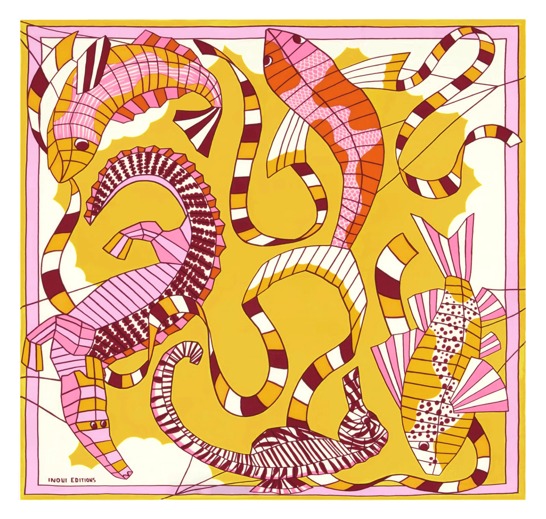 Tuch aus Baumwolle und Seide mit Print INOUI EDITIONS Gelb