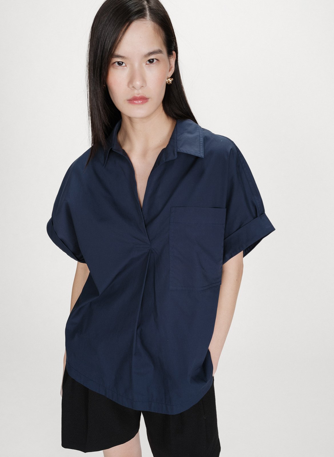 Chemise oversize col classique en coton GRACE ET MILA