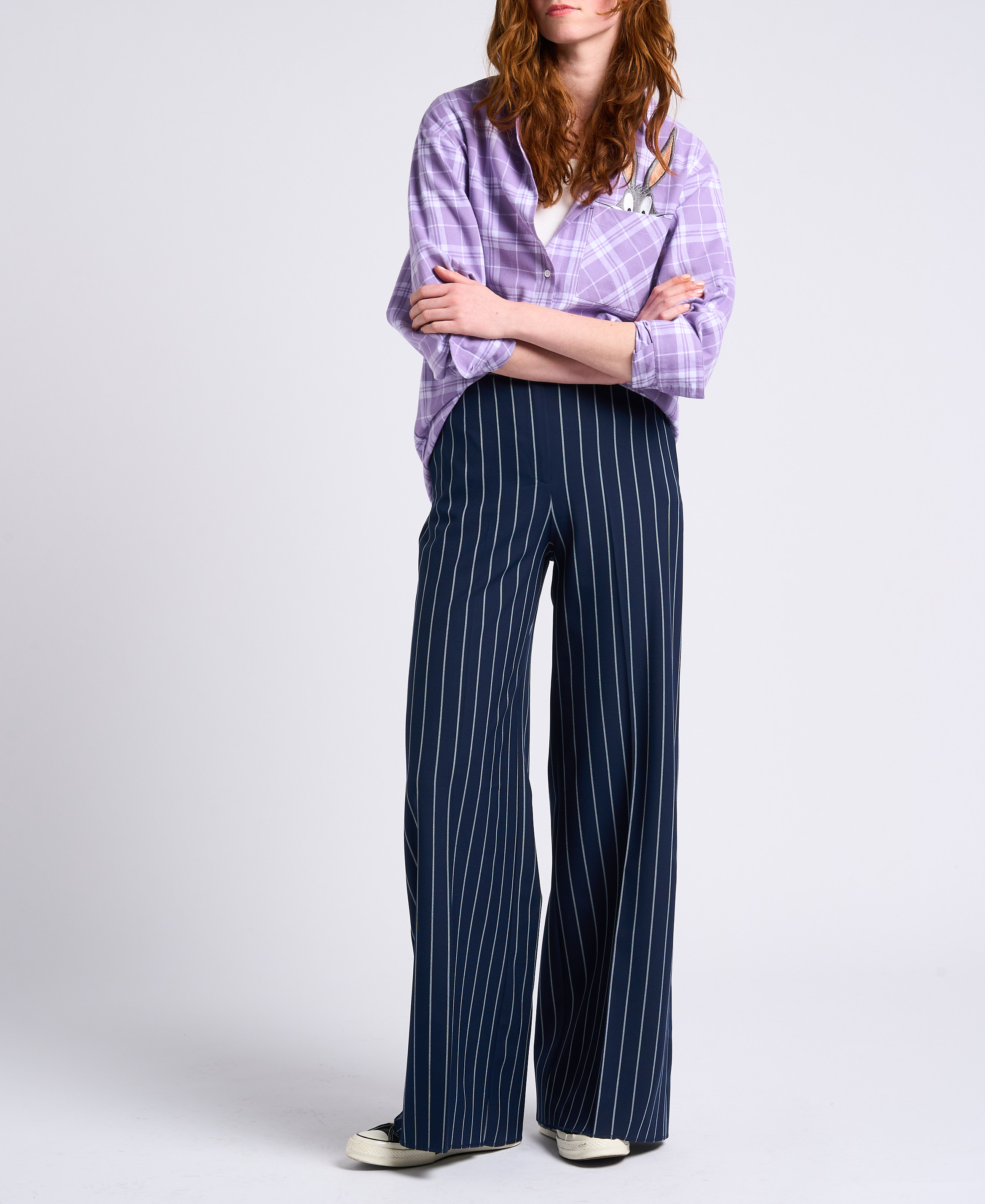 Kariertes Baumwollhemd mit klassischem Kragen MAX&Co. Violett