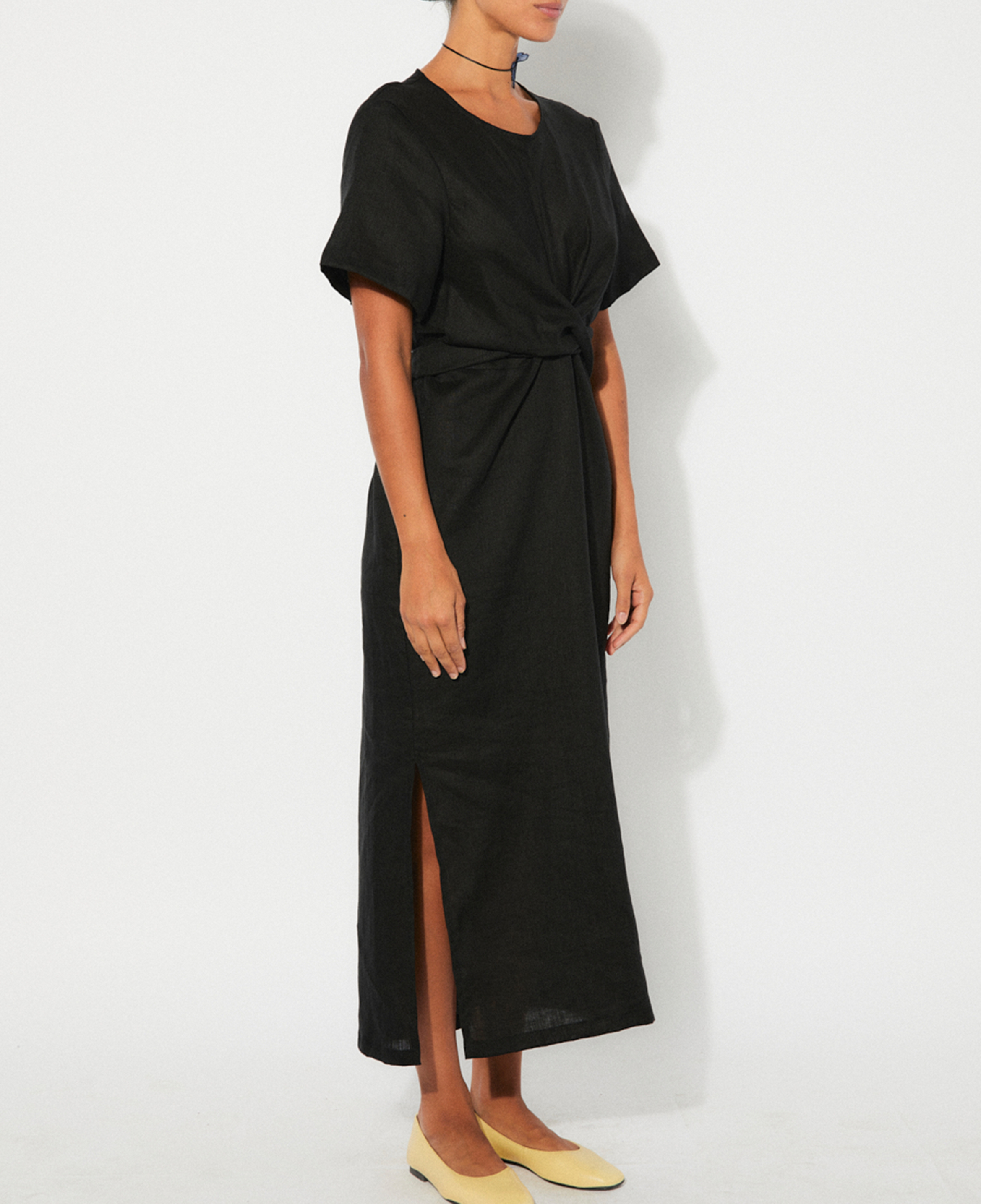 Vestido largo de mezcla de algodón Negro