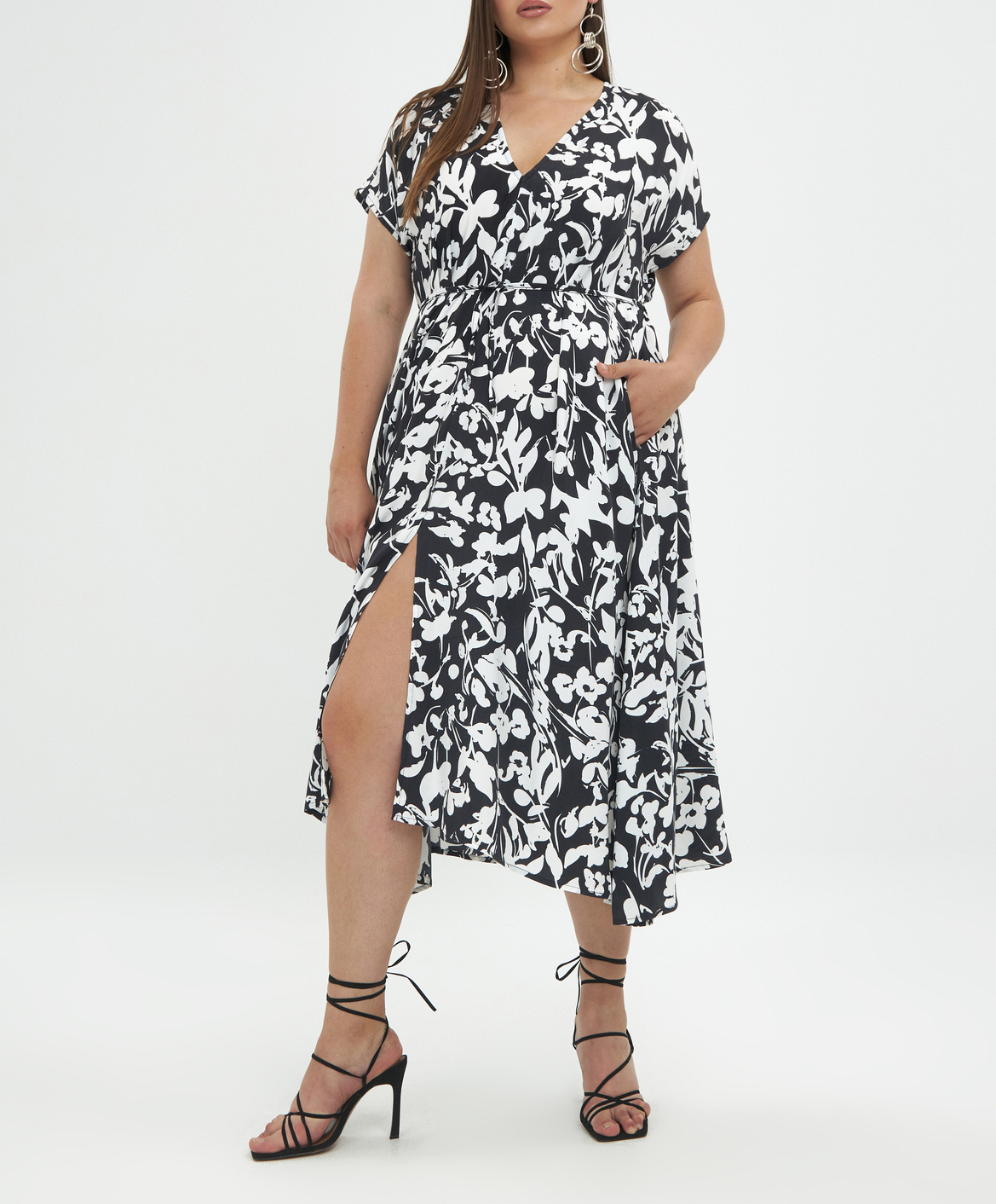 Robe midi col V imprimé floral MAT FASHION Multicolore