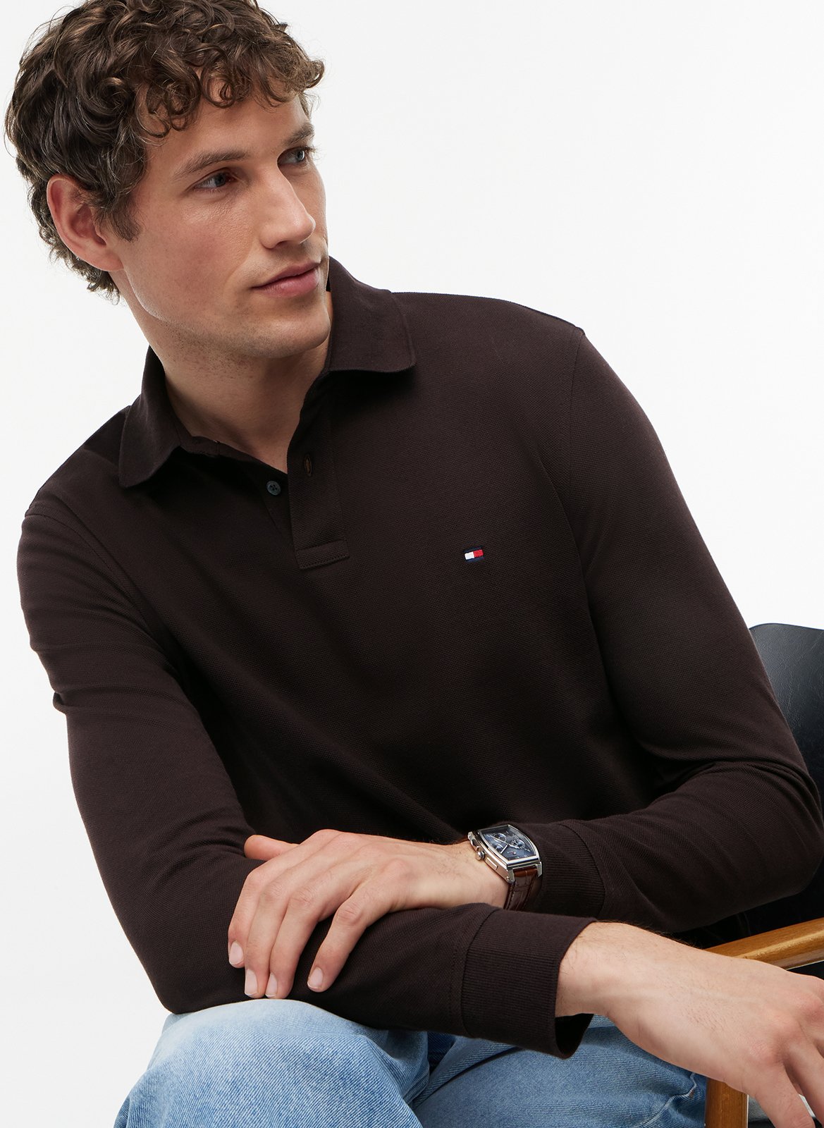 Polo regular-fit en coton bio mélangé  TOMMY HILFIGER Marron