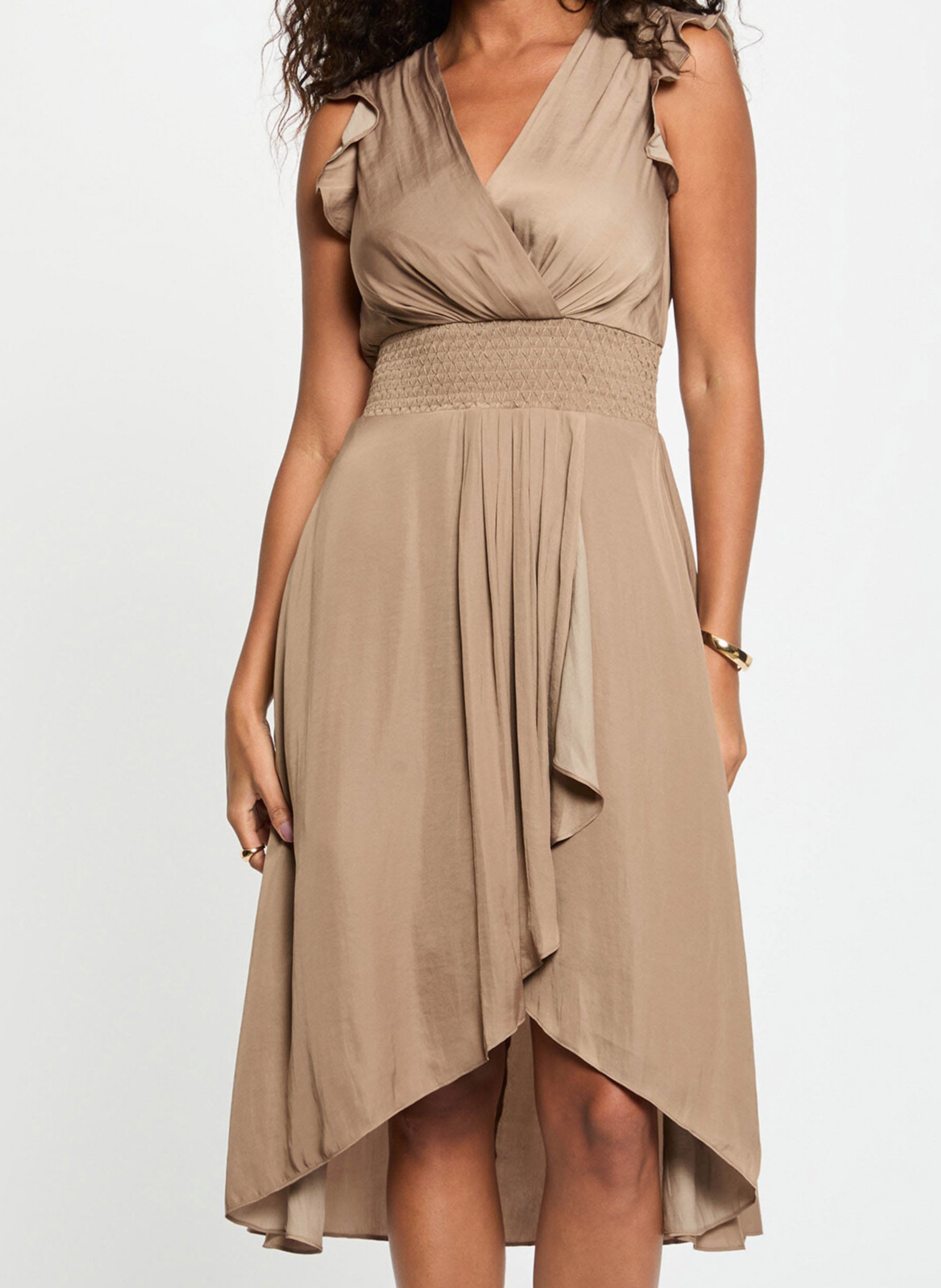 Fluid wrap midi dress MORGAN Brown