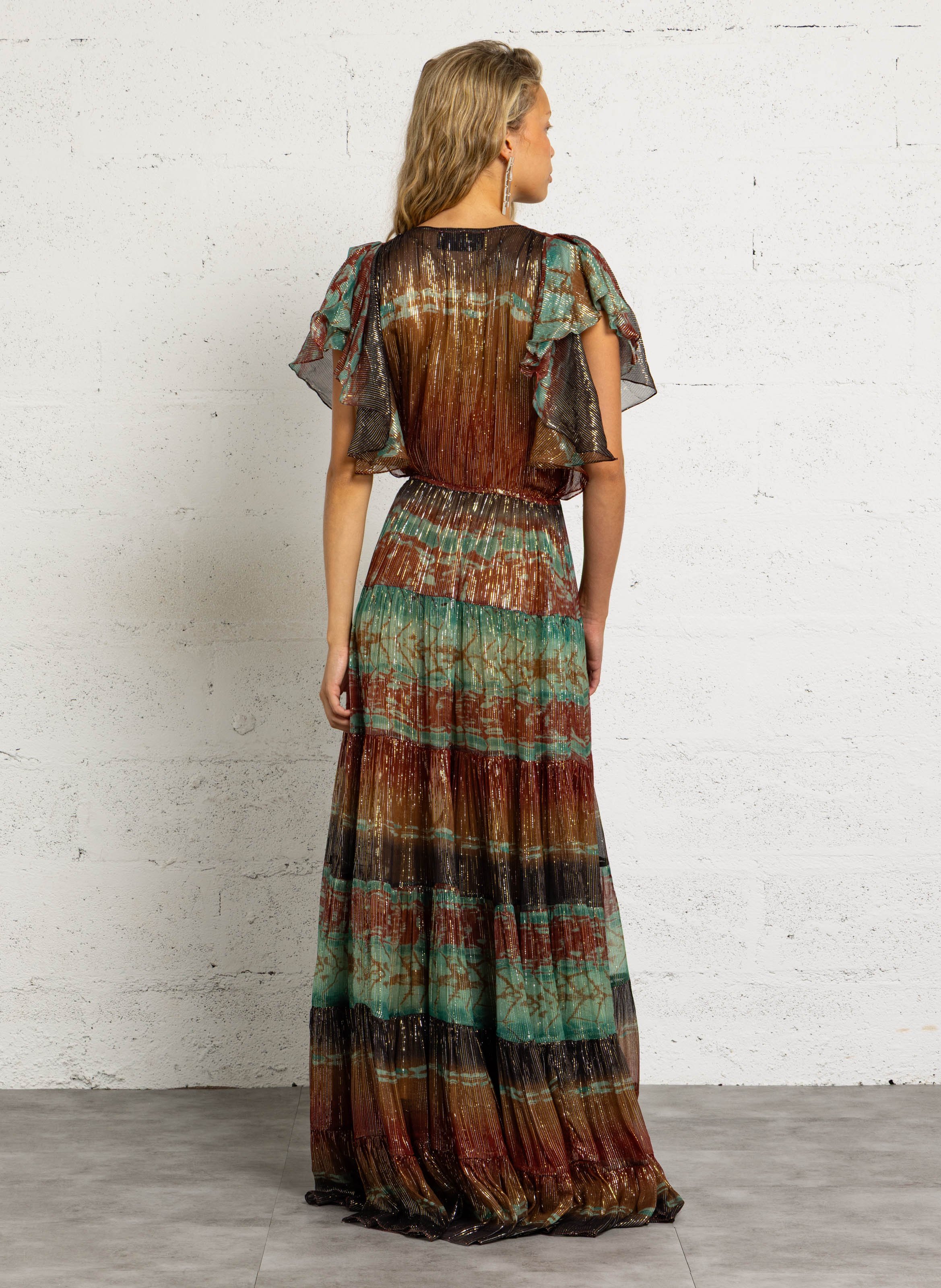 Robe longue imprimée col v MES DEMOISELLES Multicolore