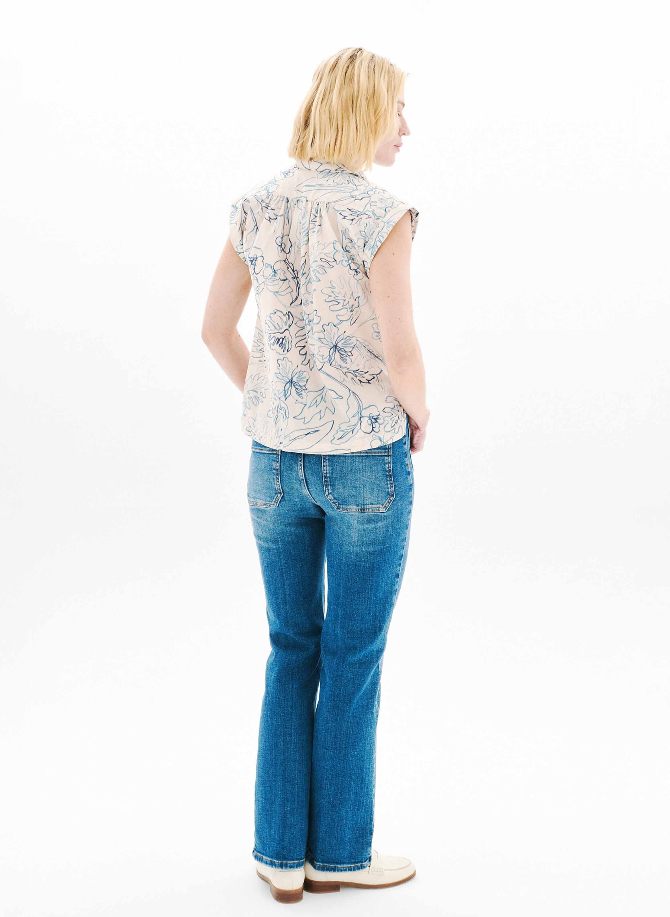 Sleeveless patterned blouse CAROLL White