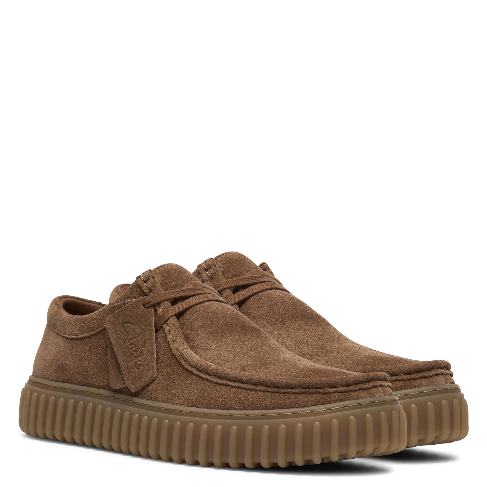 Bottines à lacets en cuir velours CLARKS Marron