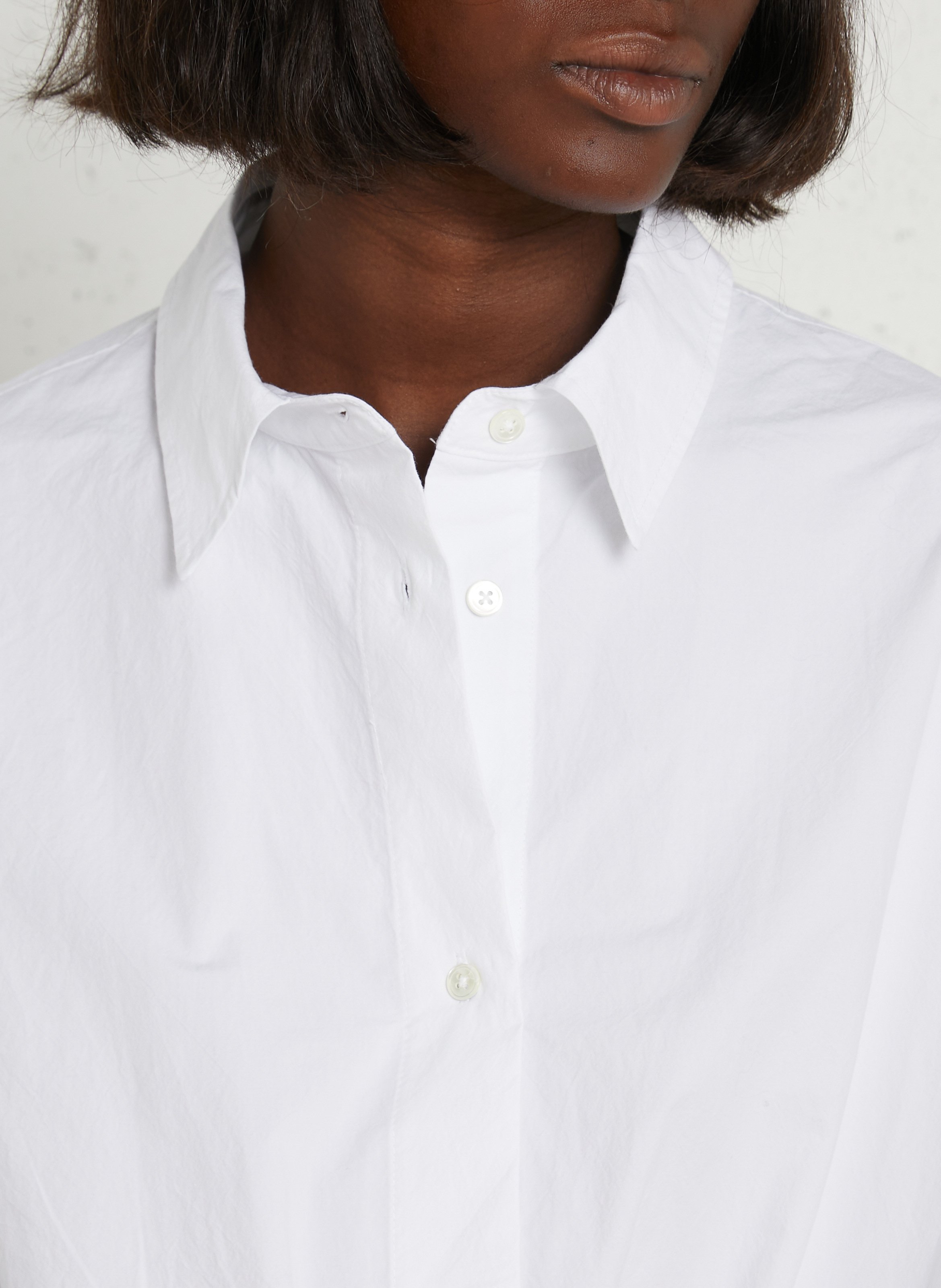 Chemise ample col classique nouée en coton BELLEROSE Blanc
