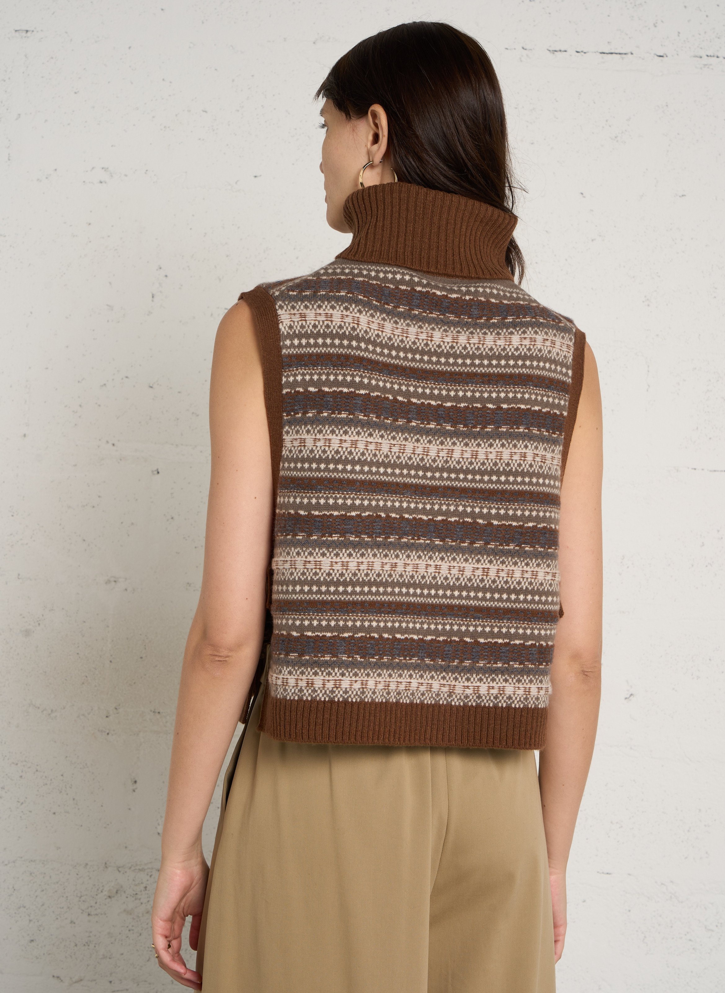 Pull oversize col roulé en laine MAISON 123 Marron