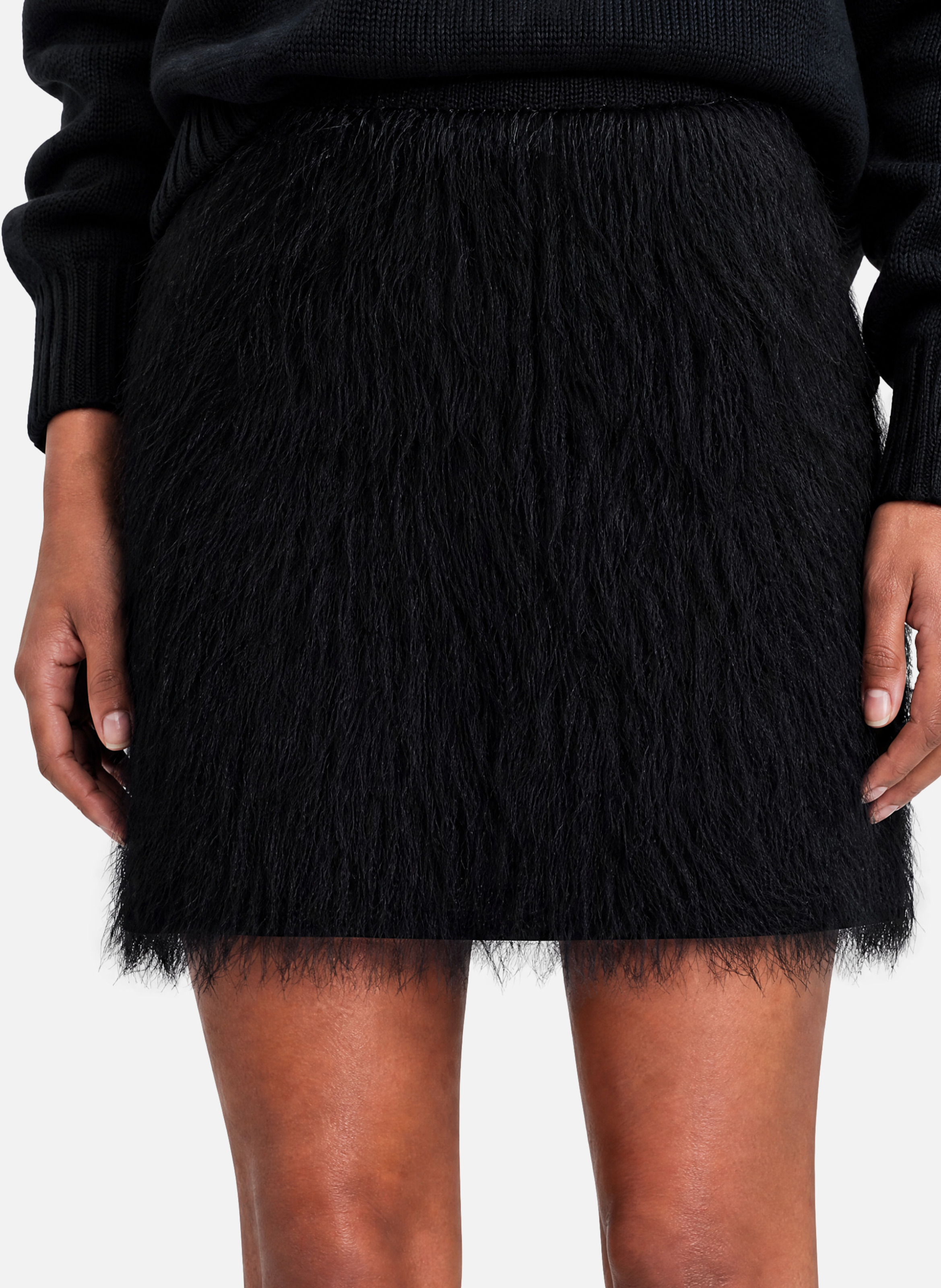 Short skirt with fringe effect THE KOOPLES Black