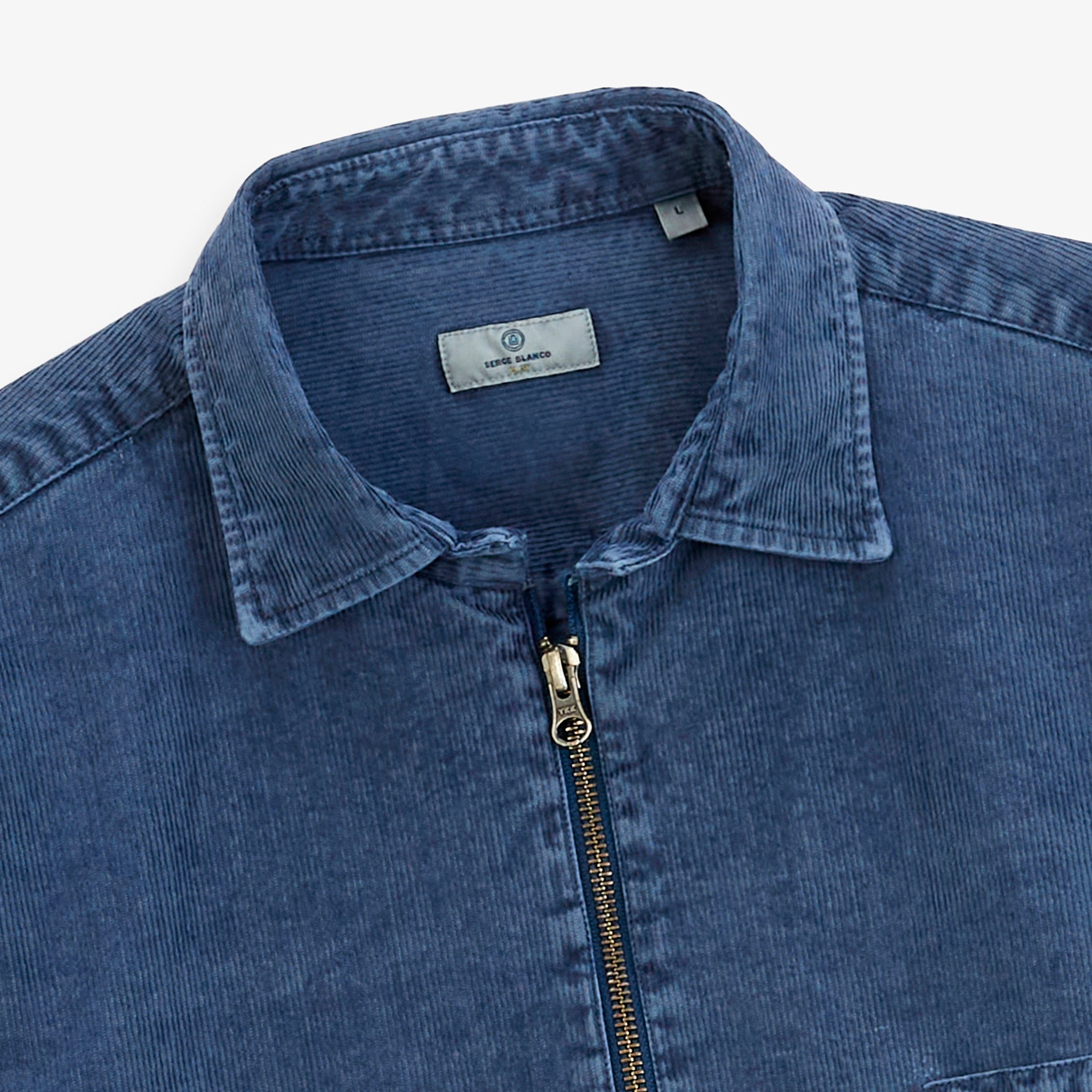 Blue faded-effect zip-up corduroy overshirt sbplay SERGE BLANCO Blue
