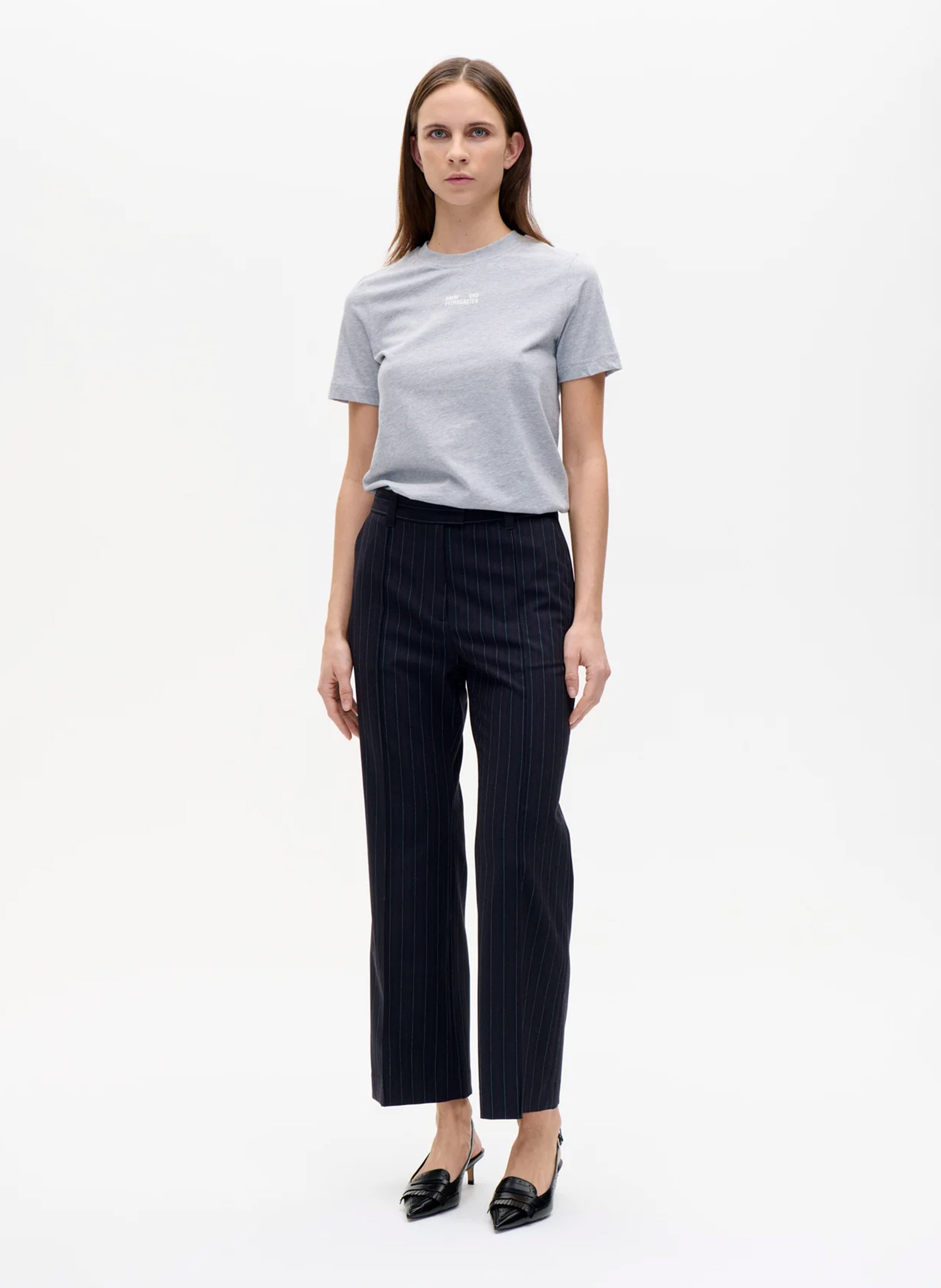 Soepelvallende broek met rechte pijpen en strepen BAUM UND PFERDGARTEN Blauw