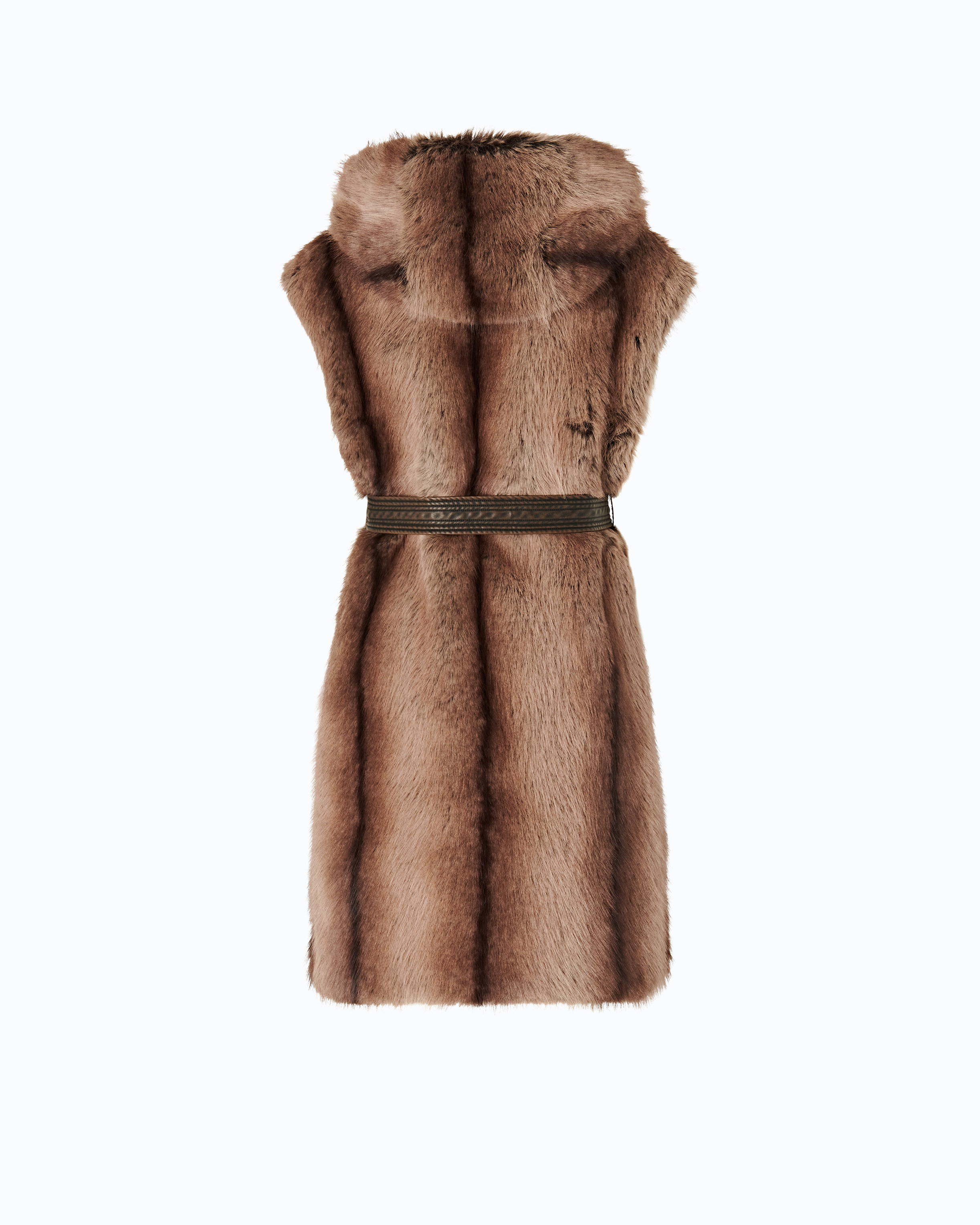 Gilet long ceinturé en fourrure synthétique PINKO Multicolore