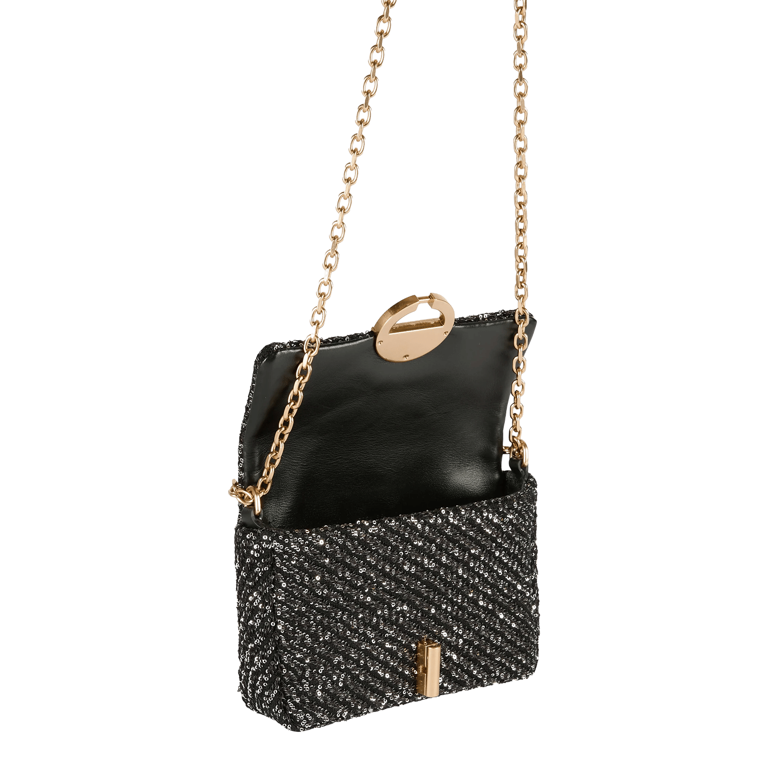 Sequin shoulder bag in wool blend VANESSA BRUNO Black