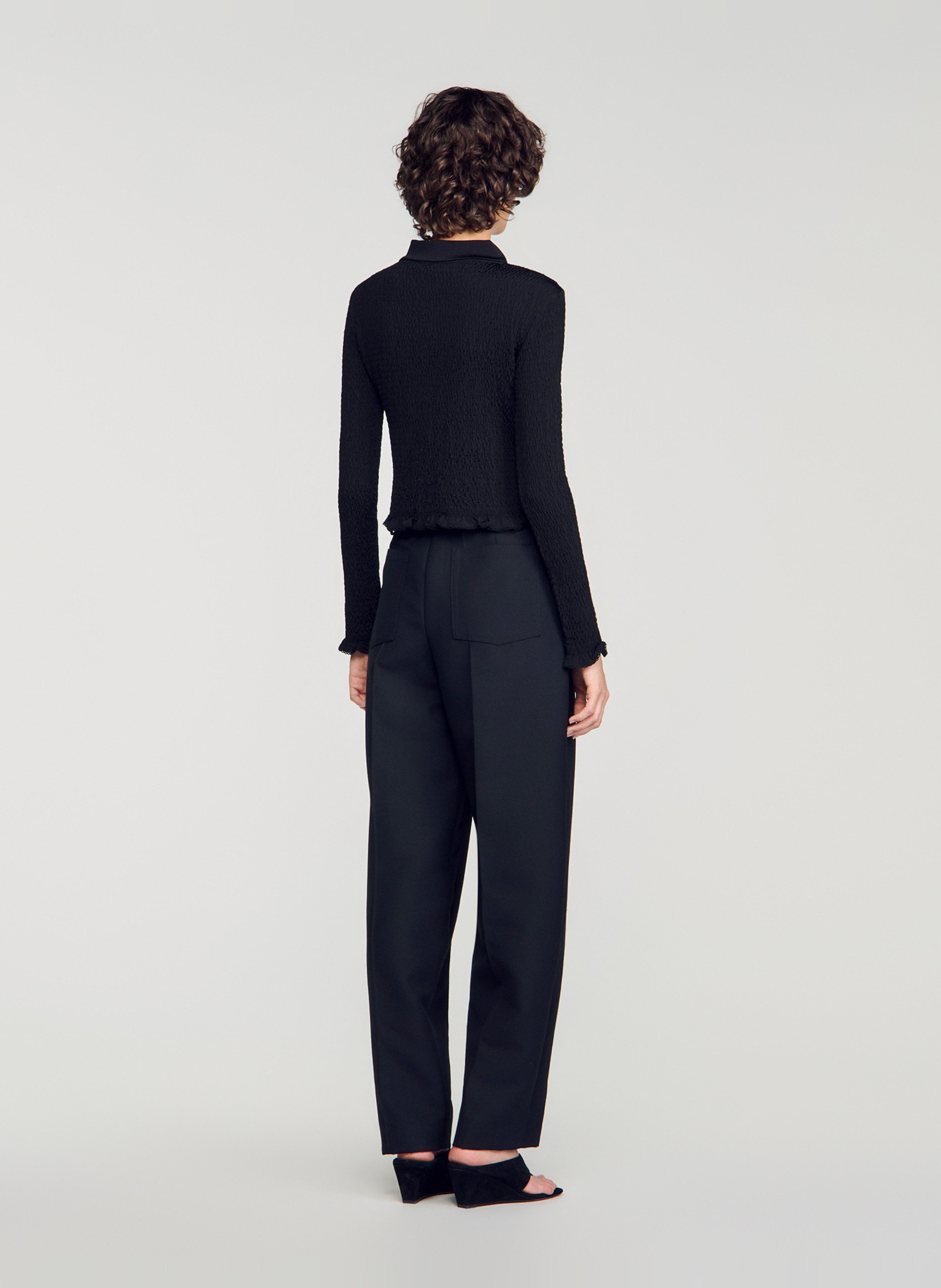 Top droit col classique boutonné SANDRO Noir