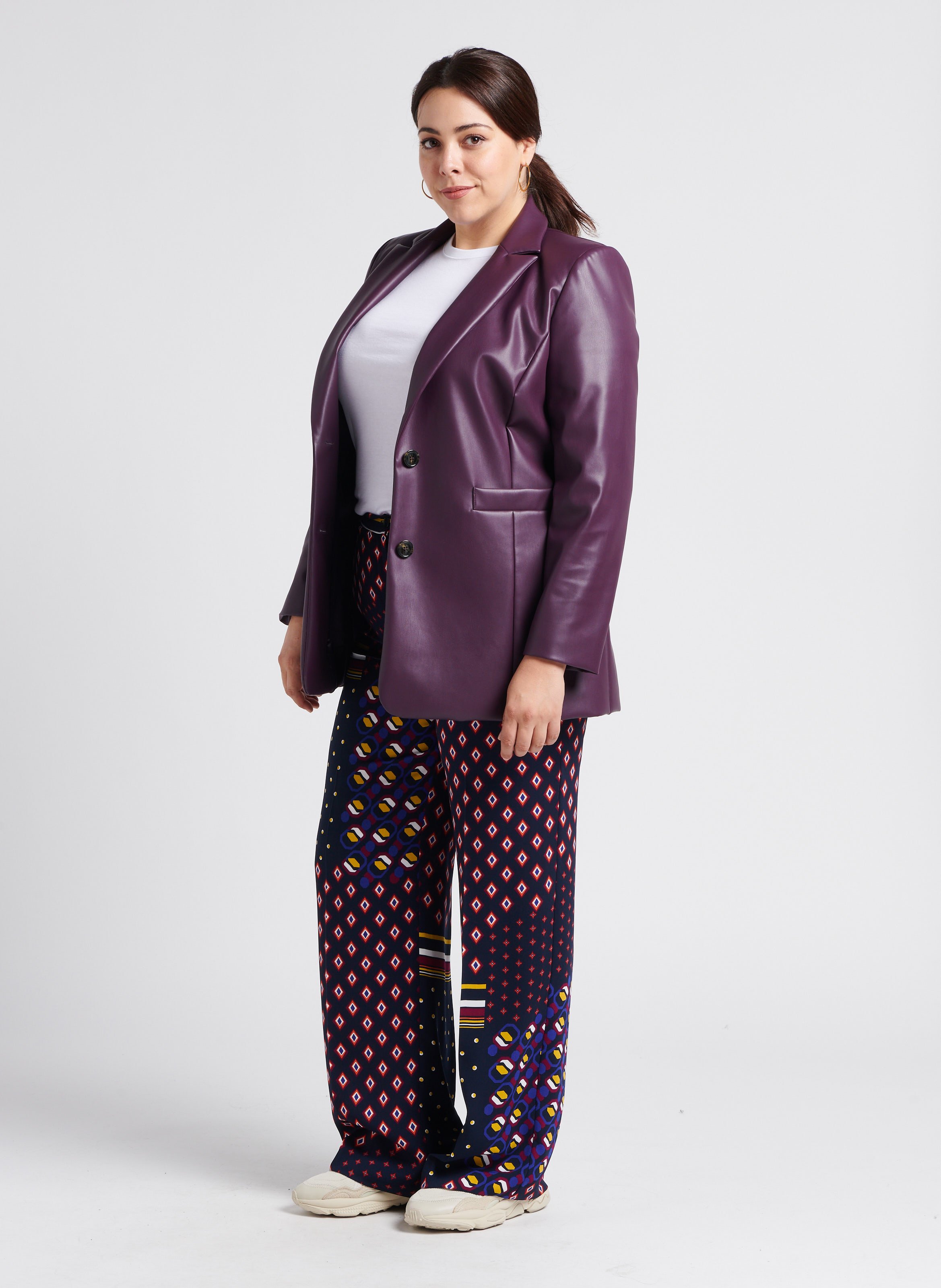 Pantalon large fluide à imprimé  PERSONA by Marina Rinaldi Bleu