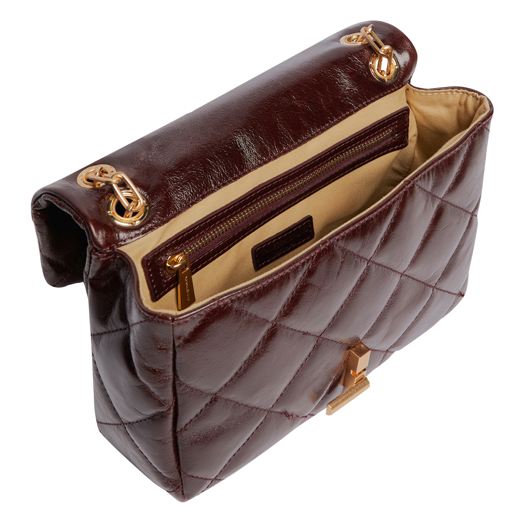 Quilted leather shoulder bag VANESSA BRUNO Brown