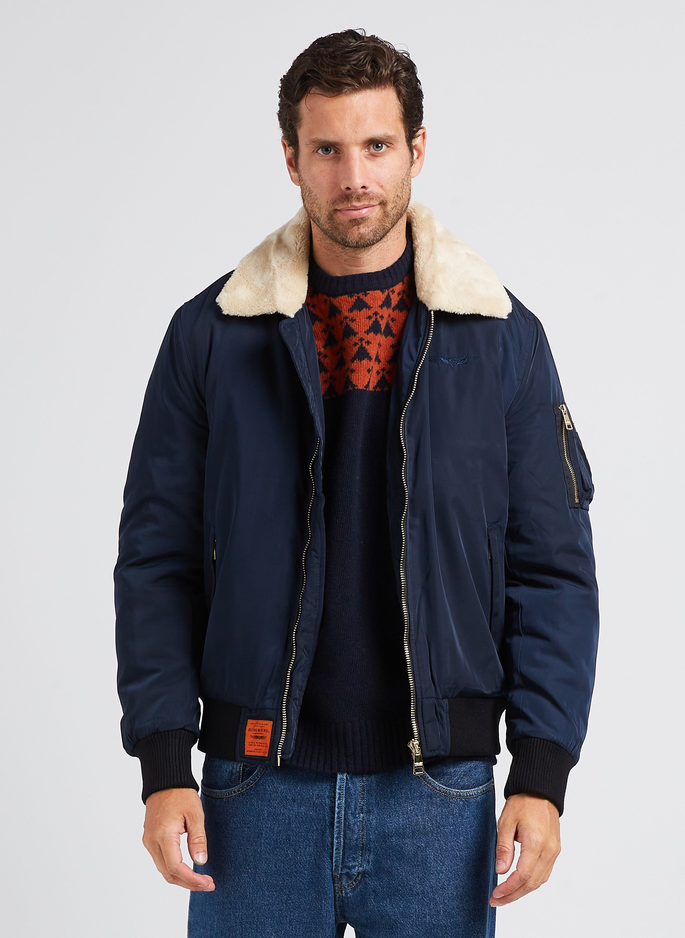 Blouson aviateur col classique Bleu