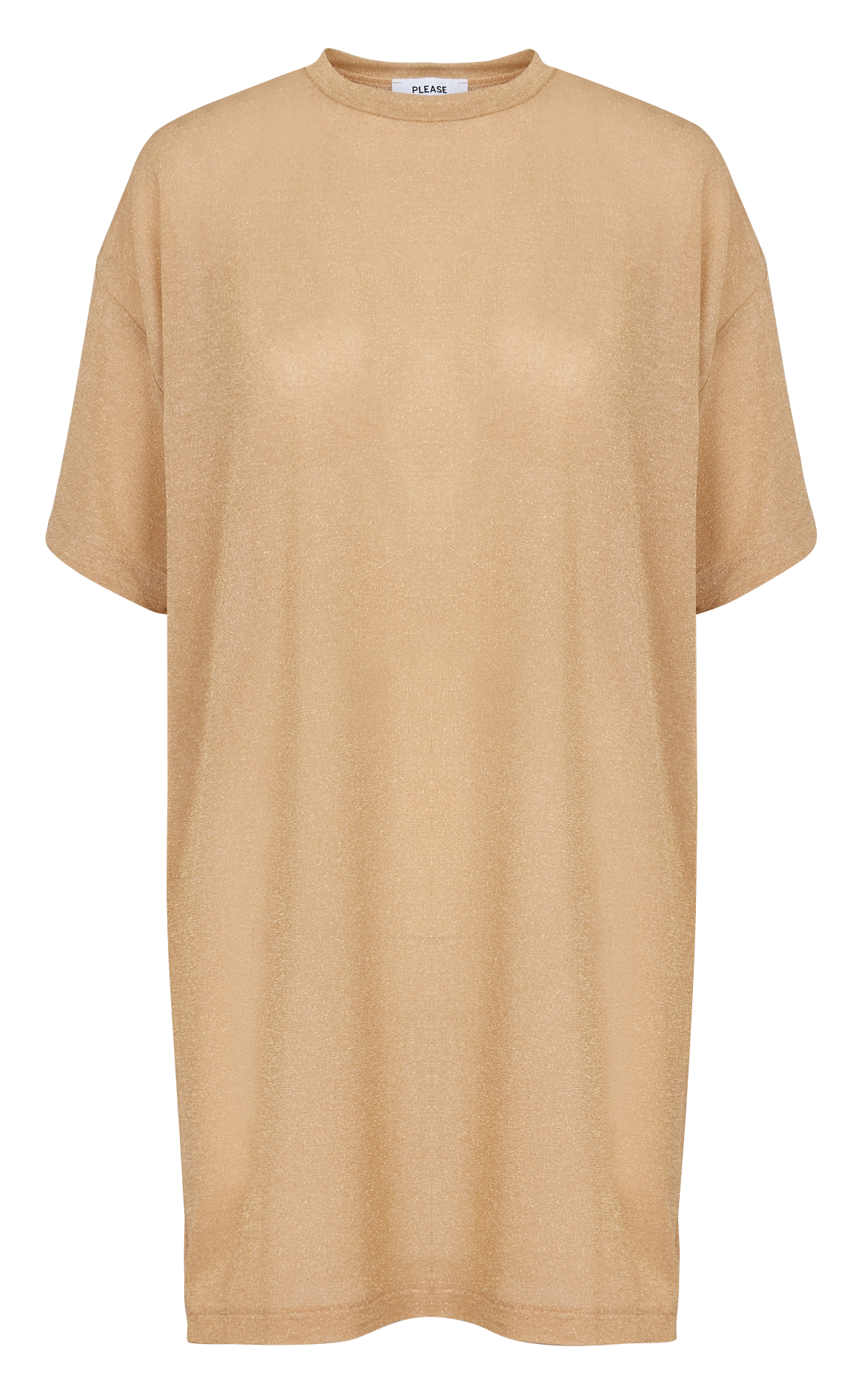 Halflange, rechte jurk met ronde hals Goudkleurig